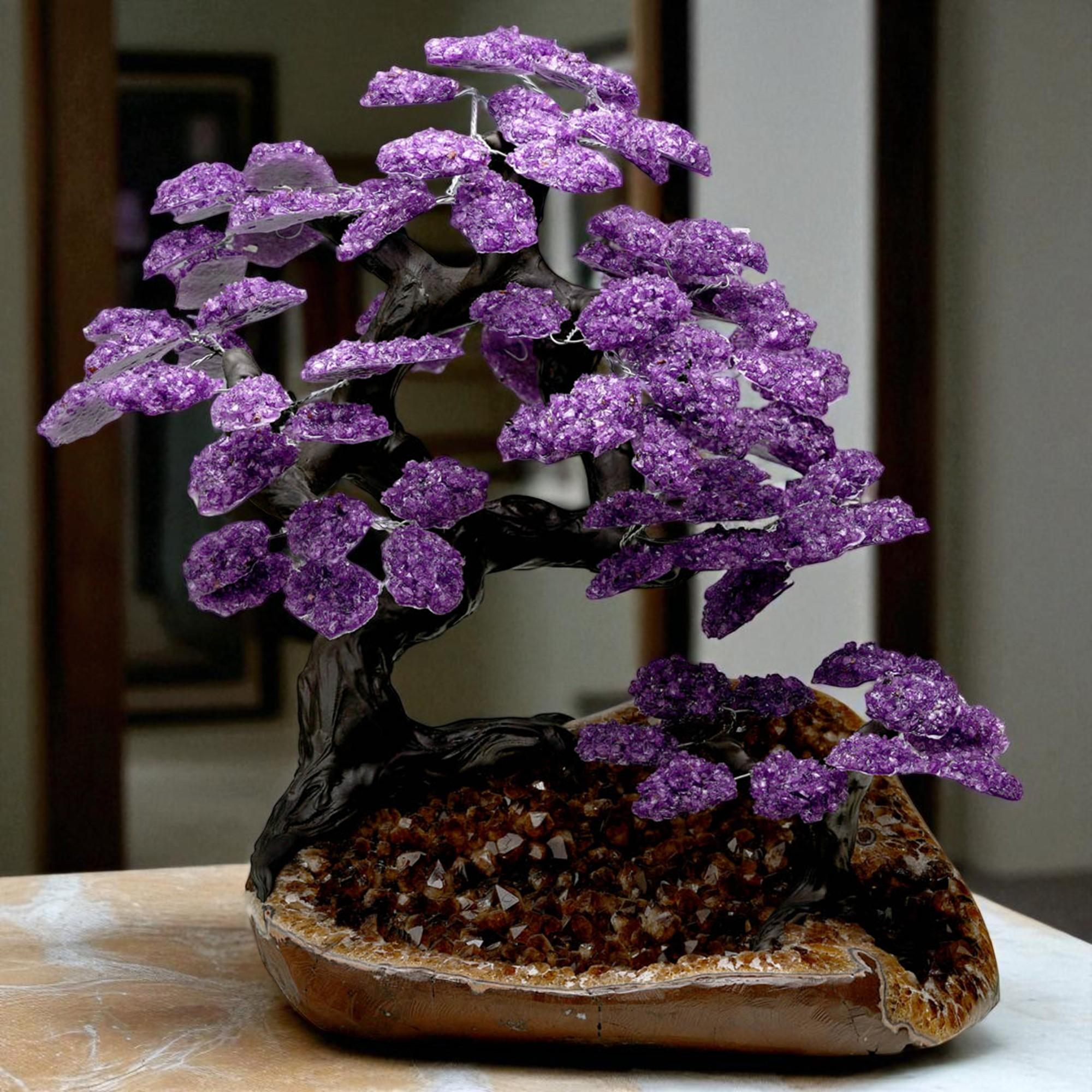 Amethyst Gemstone Tree on Citrine Cluster Base For Sale 2