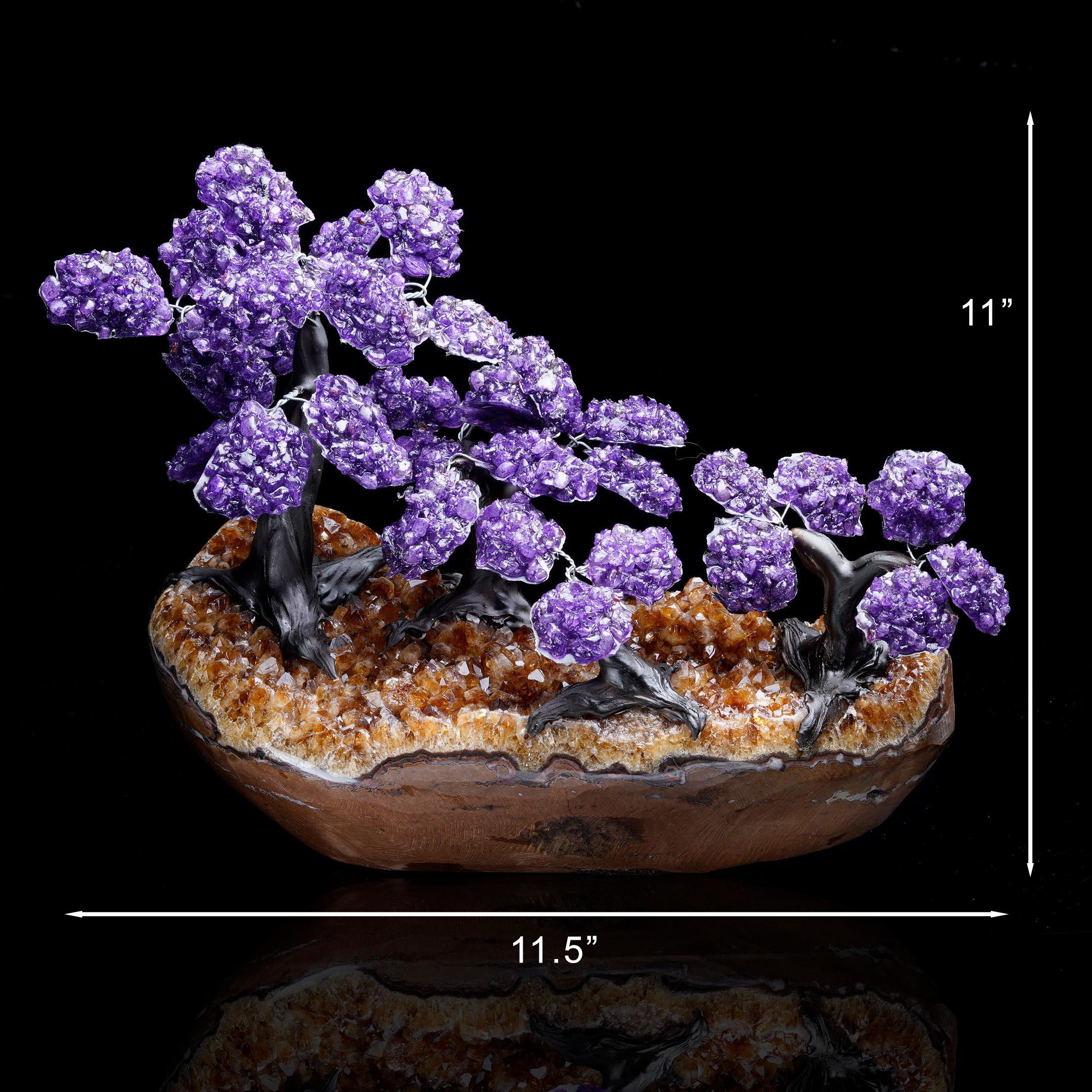 Amethyst Gemstone Tree on Citrine Cluster Base For Sale 2