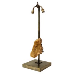 Amethyst Geode and Bronze Lamp by Claude de Muzac, Willy Daro Style, 1970s.