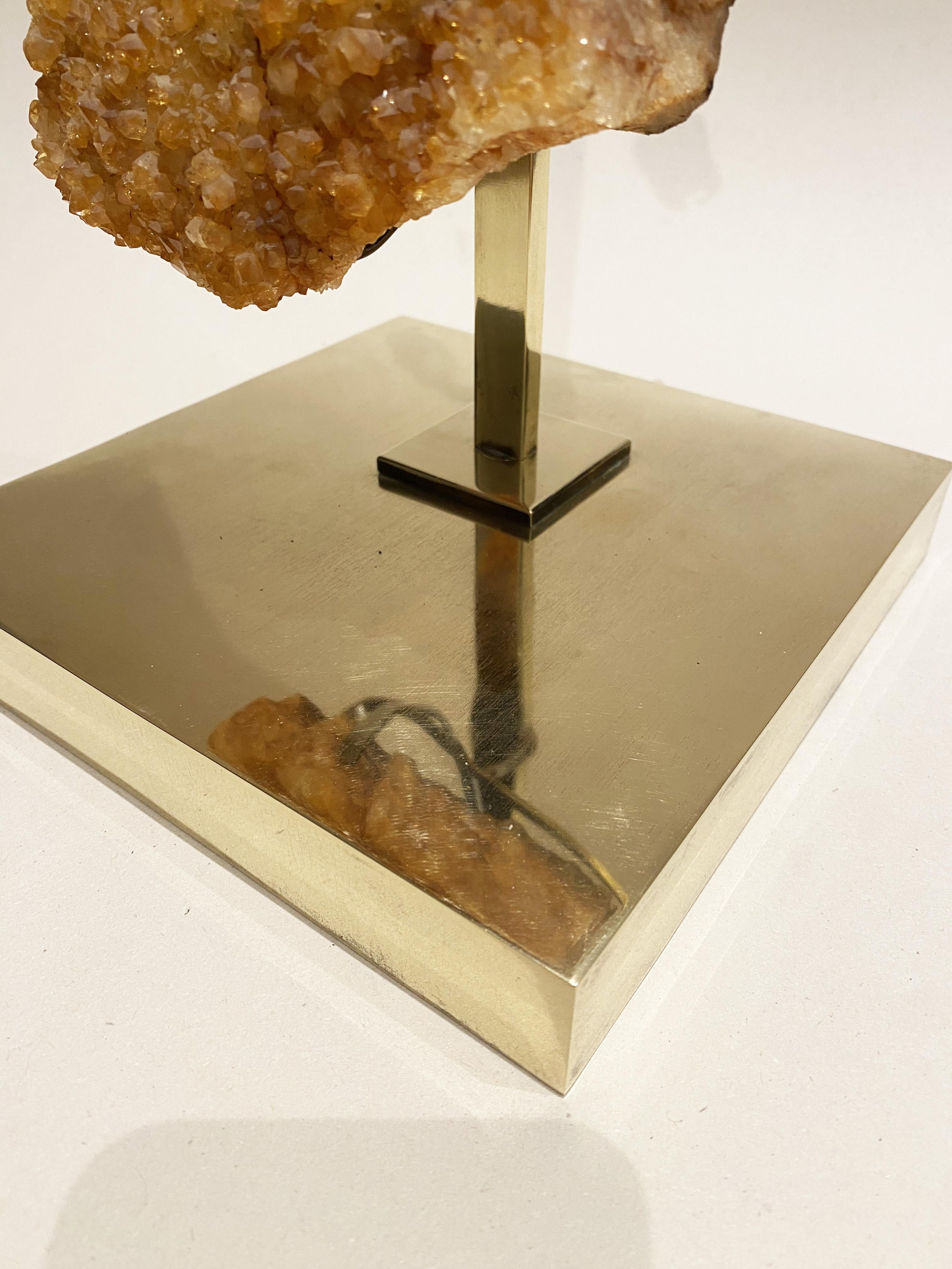 Amethyst Geode and Bronze Lamp Claude de Muzac or Jacques Charpentier, 1970s. For Sale 4