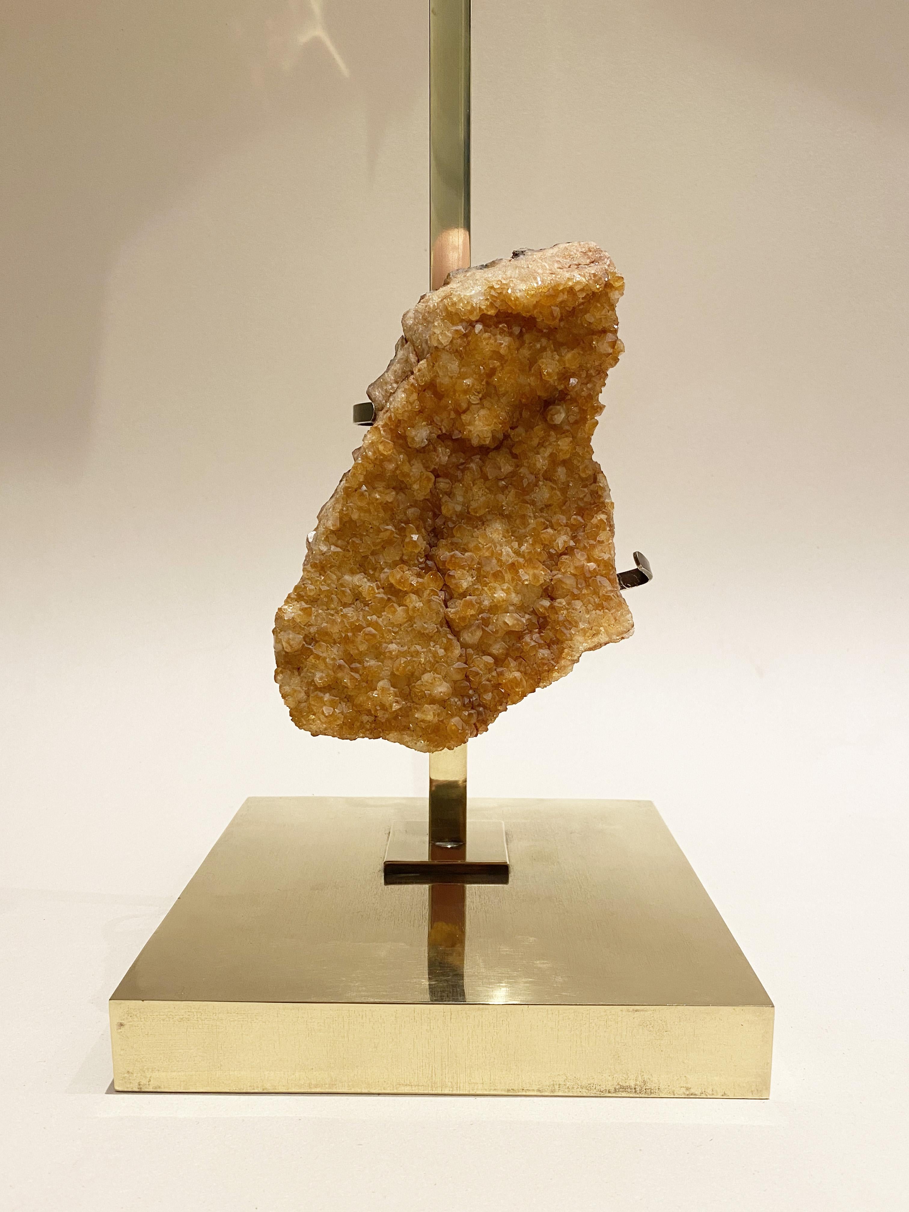 Amethyst Geode and Bronze Lamp Claude de Muzac or Jacques Charpentier, 1970s. For Sale 5