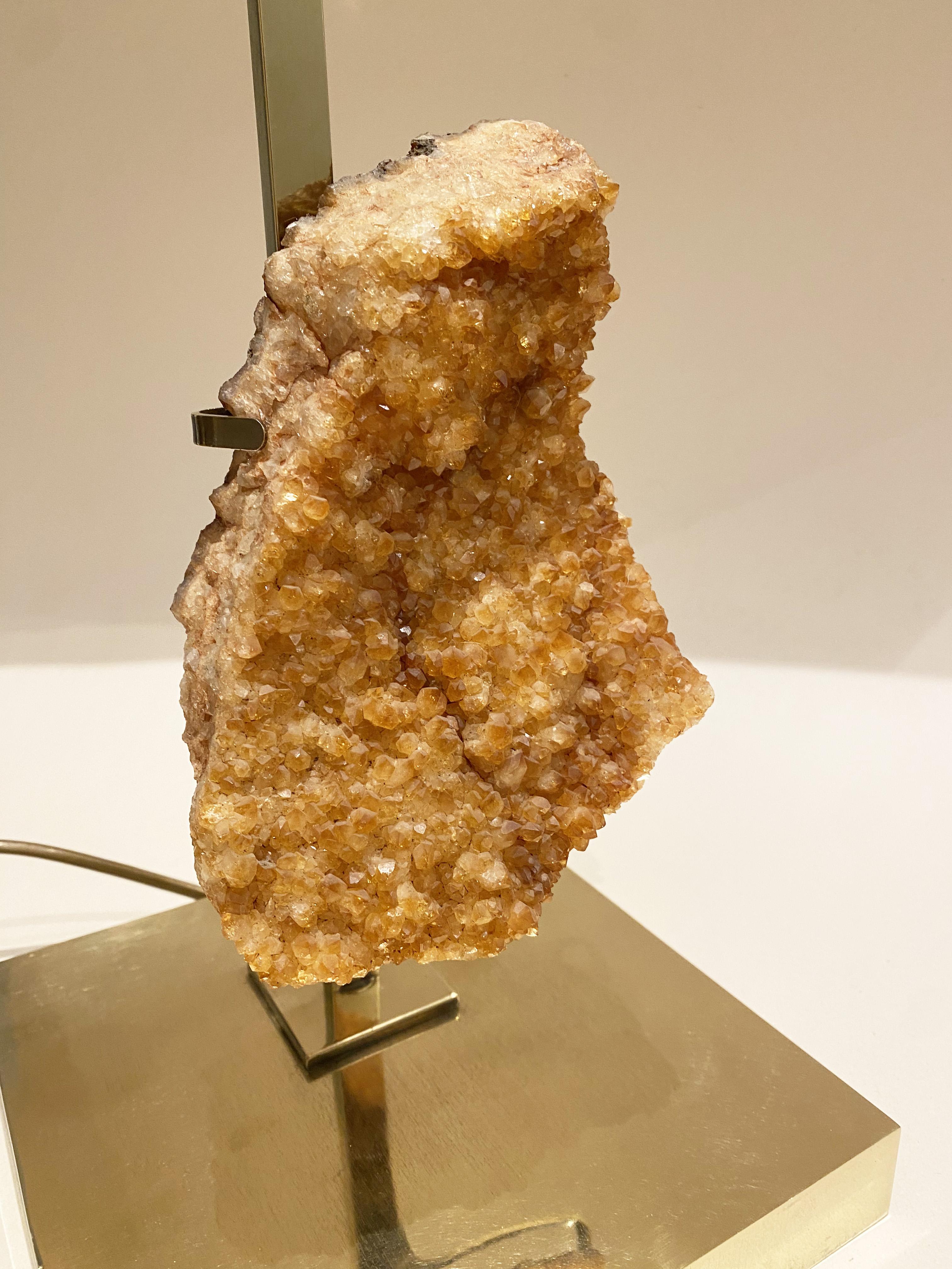 Hollywood Regency Amethyst Geode and Bronze Lamp Claude de Muzac or Jacques Charpentier, 1970s. For Sale