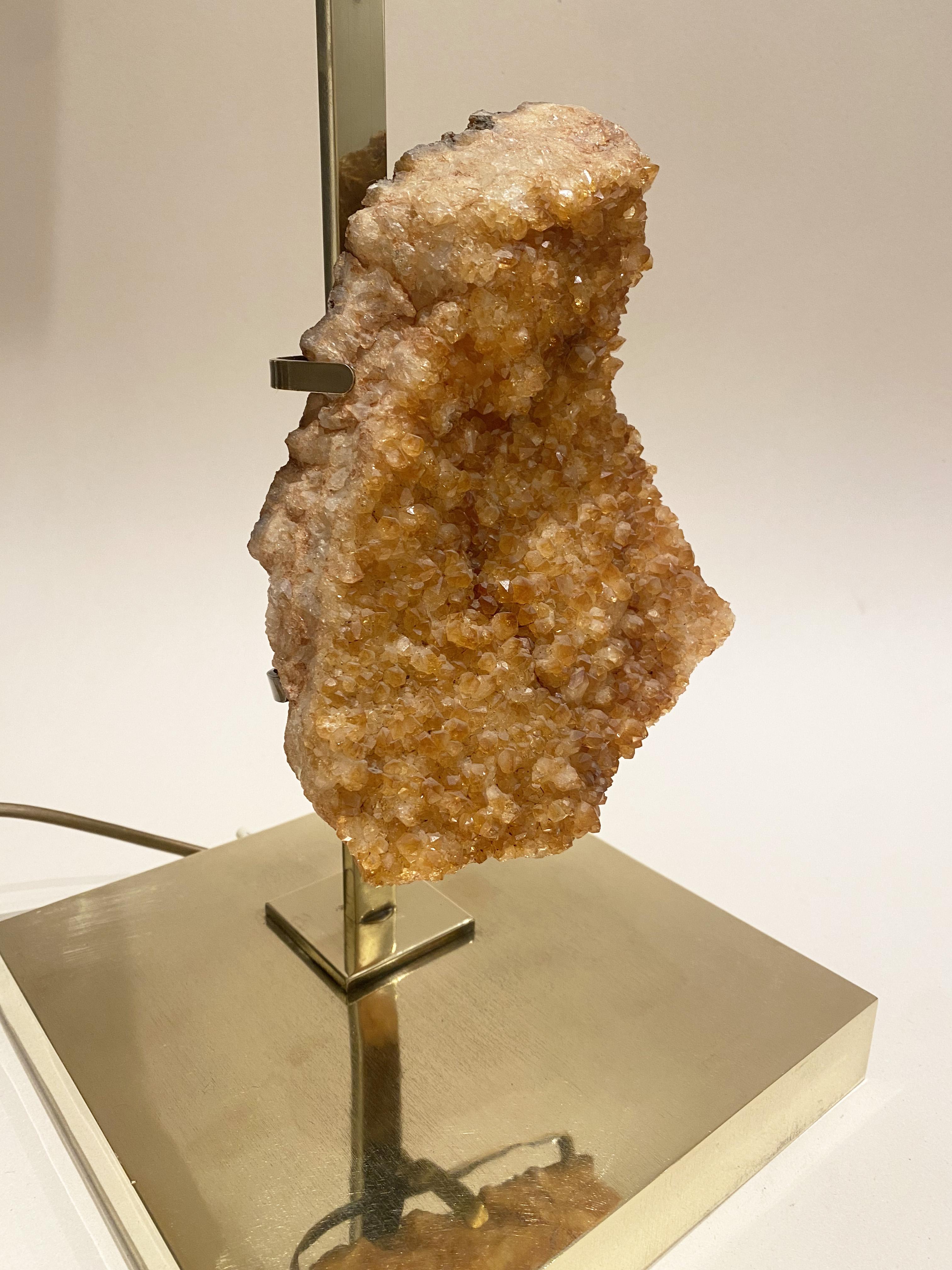 Amethyst Geode and Bronze Lamp Claude de Muzac or Jacques Charpentier, 1970s. For Sale 1