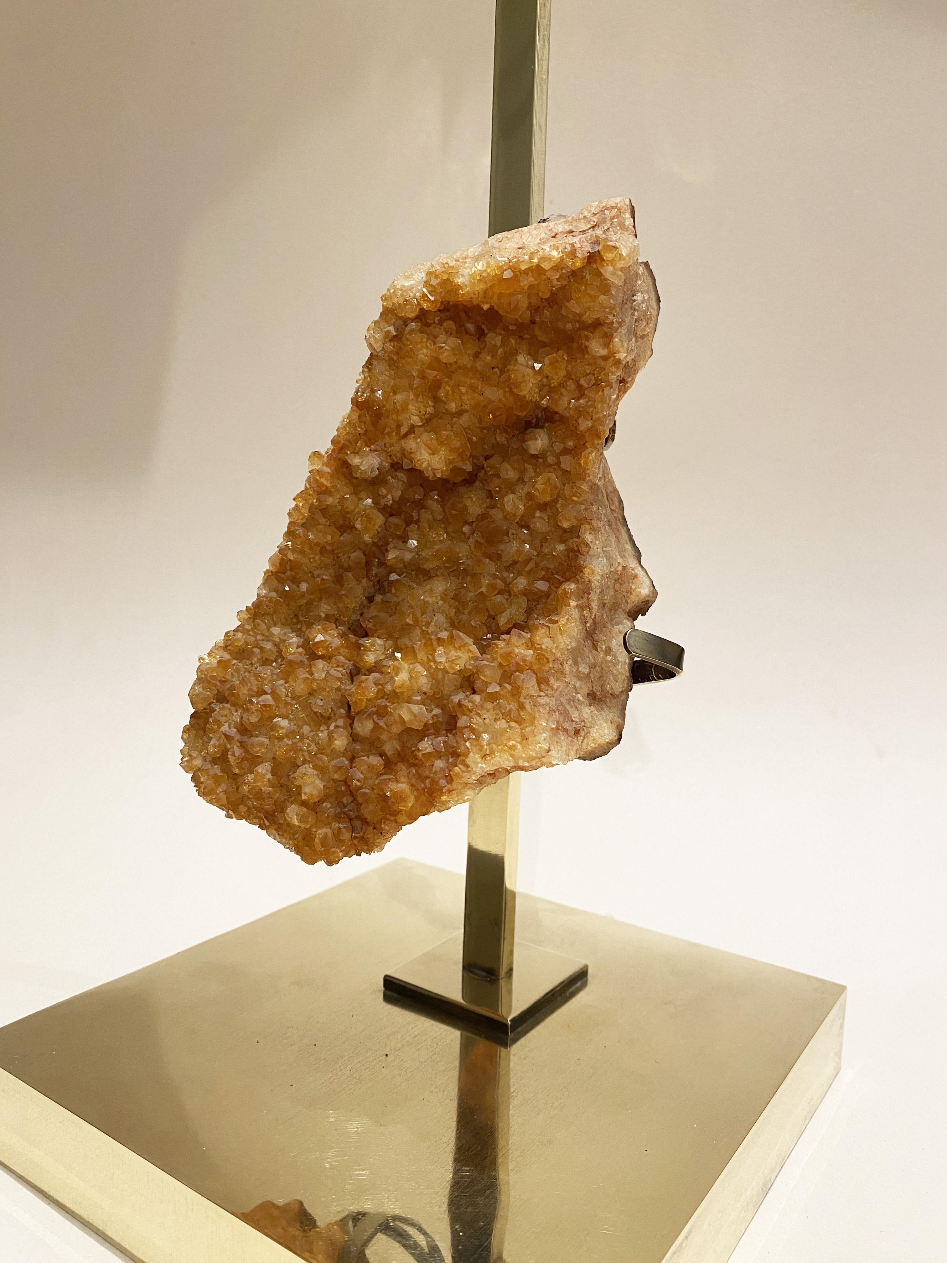Amethyst Geode and Bronze Lamp Claude de Muzac or Jacques Charpentier, 1970s. For Sale 3