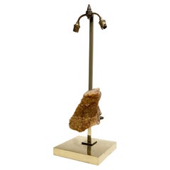 Amethyst Geode and Bronze Lamp Claude de Muzac or Jacques Charpentier, 1970s.