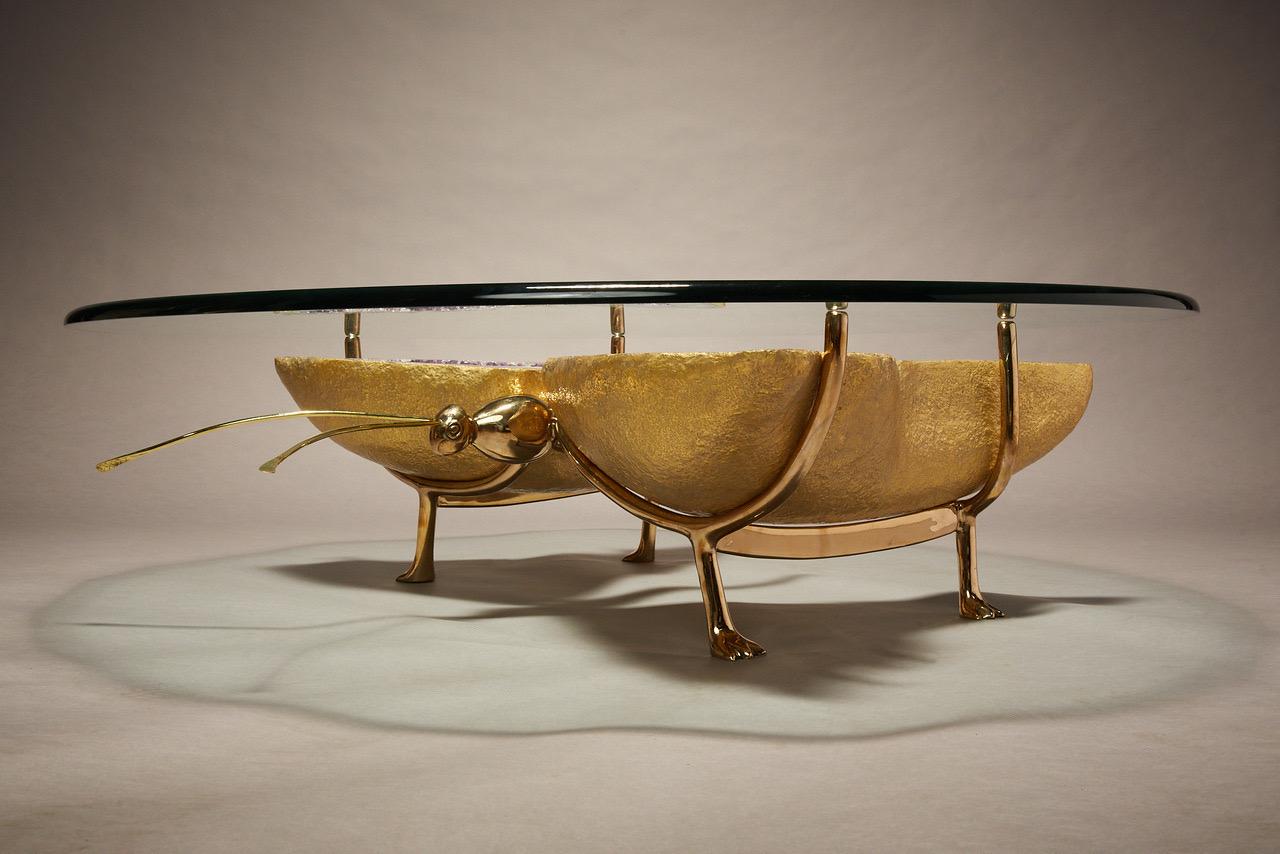 20ième siècle Table basse papillon en géode d'améthyste en vente