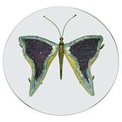 Vintage Amethyst Geode Butterfly Coffee Table