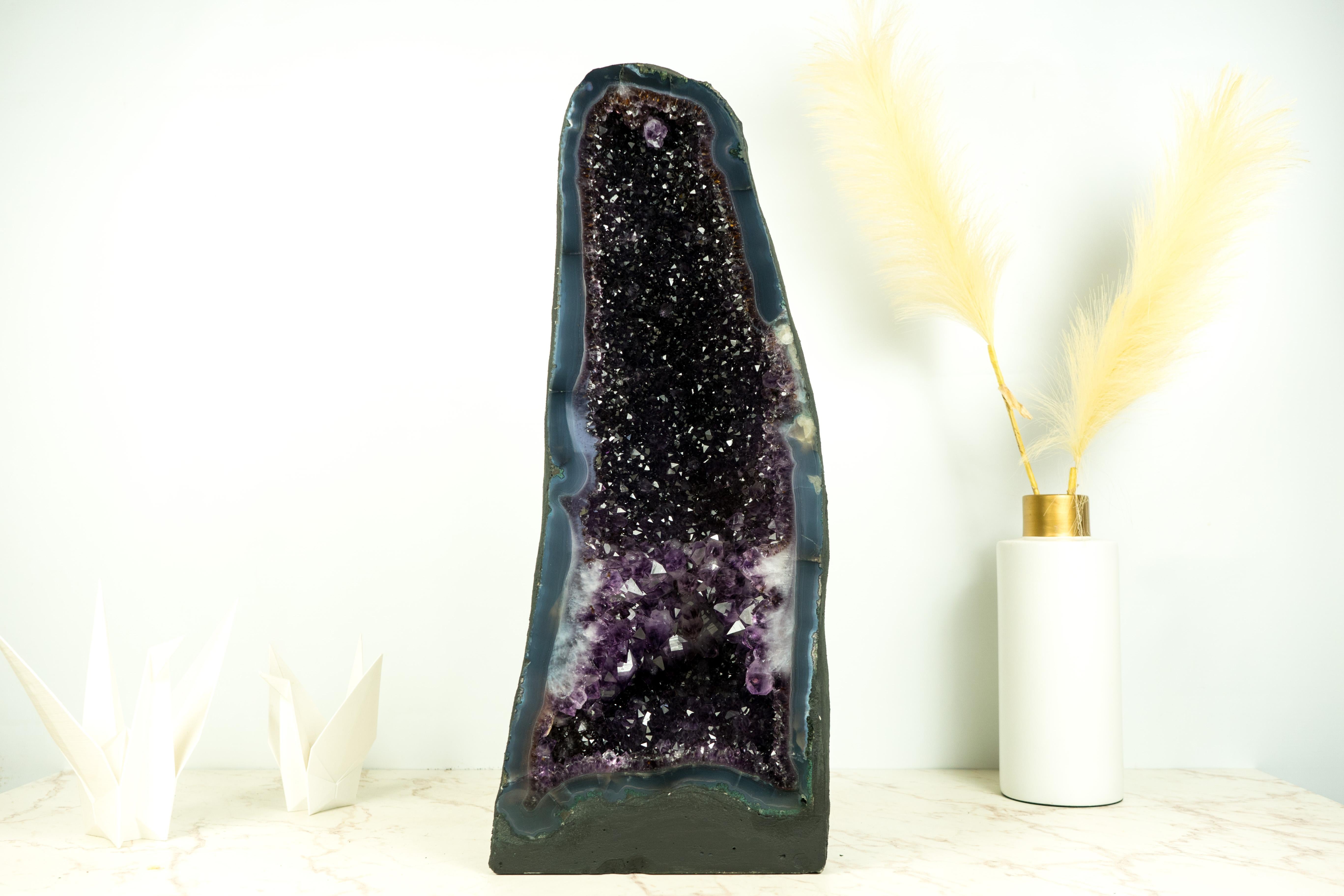 Amethyst Geode Cathedral with AAA, Rich Violet-Purple Amethyst on Agate Matrix For Sale 6