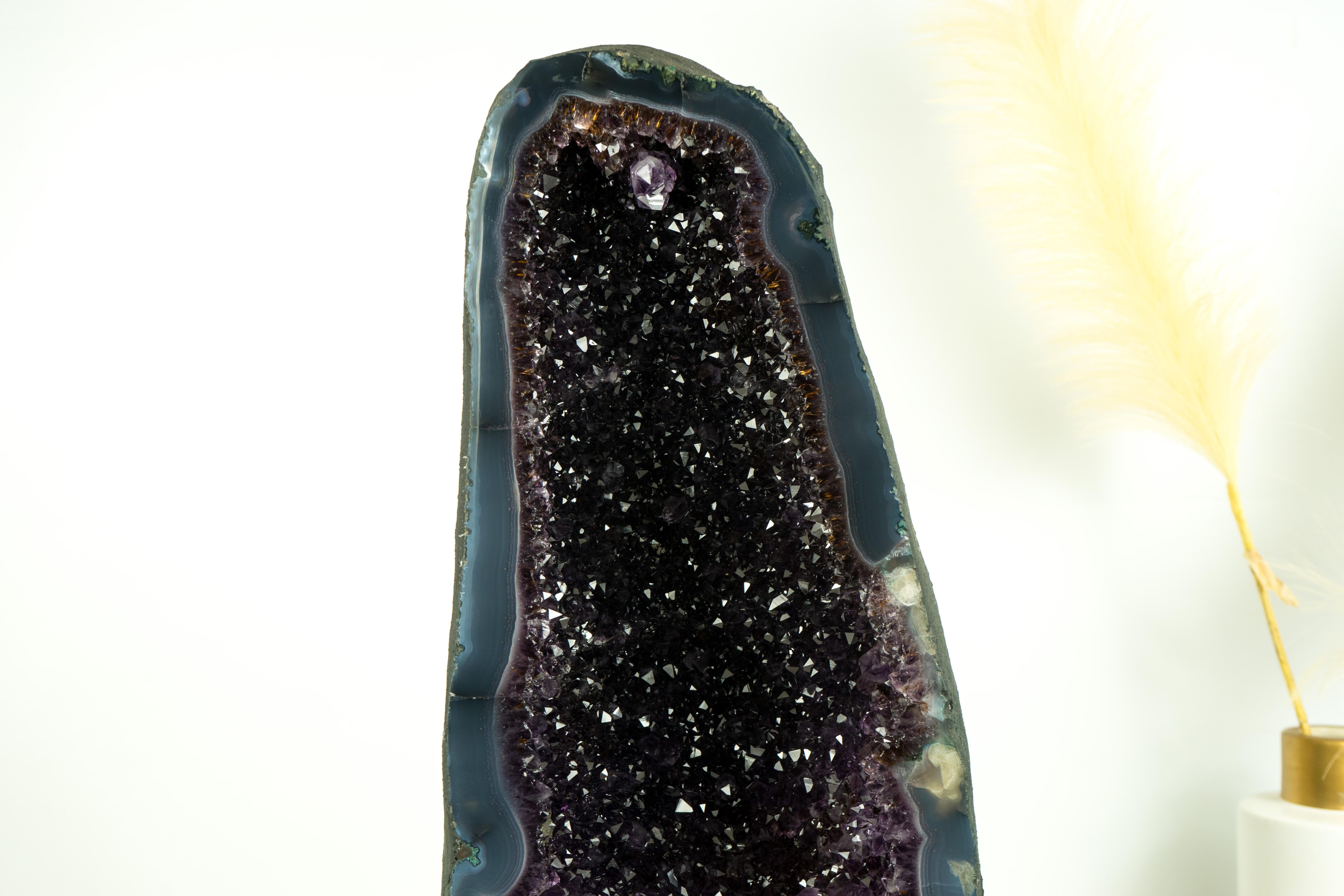 Amethyst Geode Cathedral with AAA, Rich Violet-Purple Amethyst on Agate Matrix For Sale 1