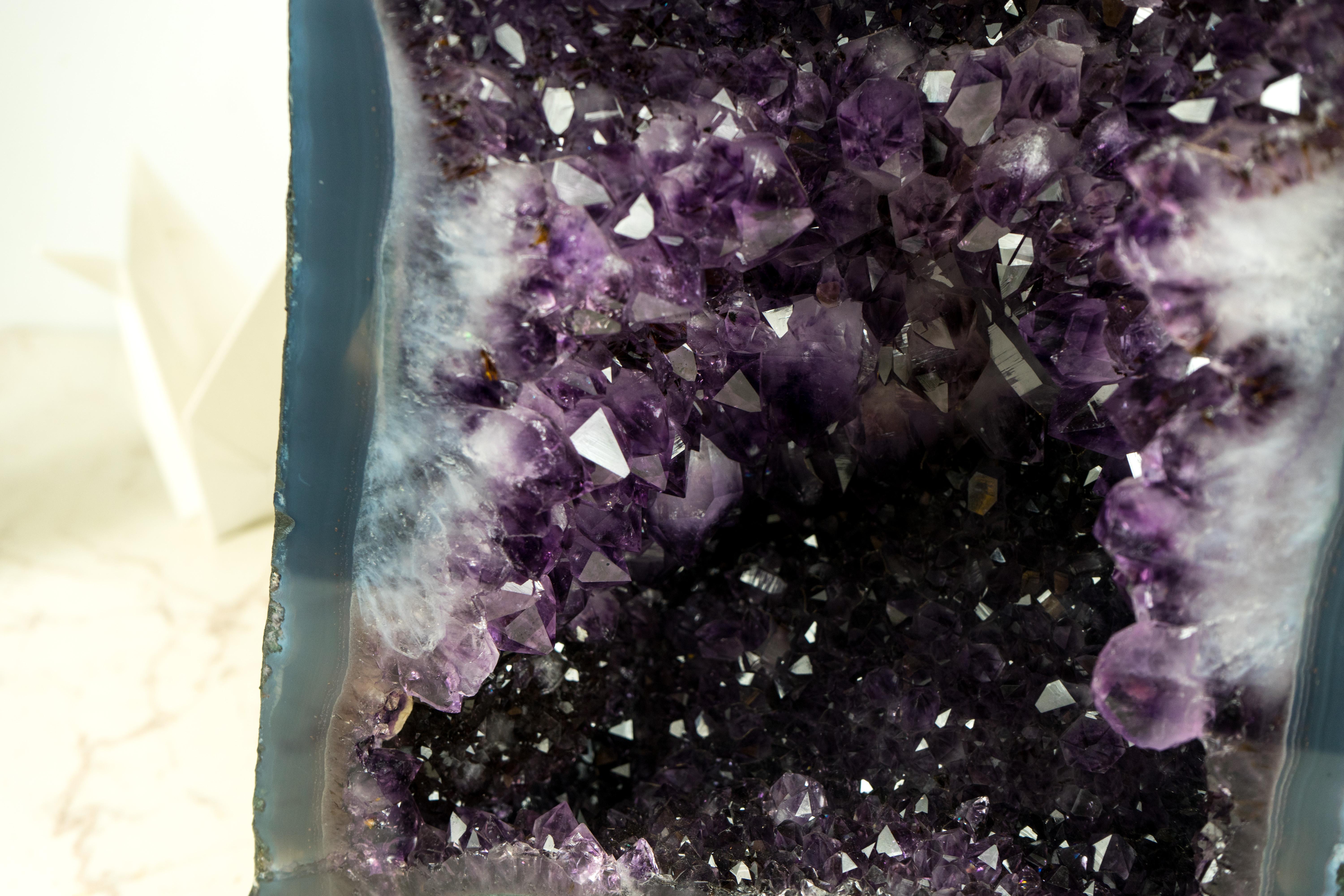 Amethyst Geode Cathedral with AAA, Rich Violet-Purple Amethyst on Agate Matrix For Sale 2