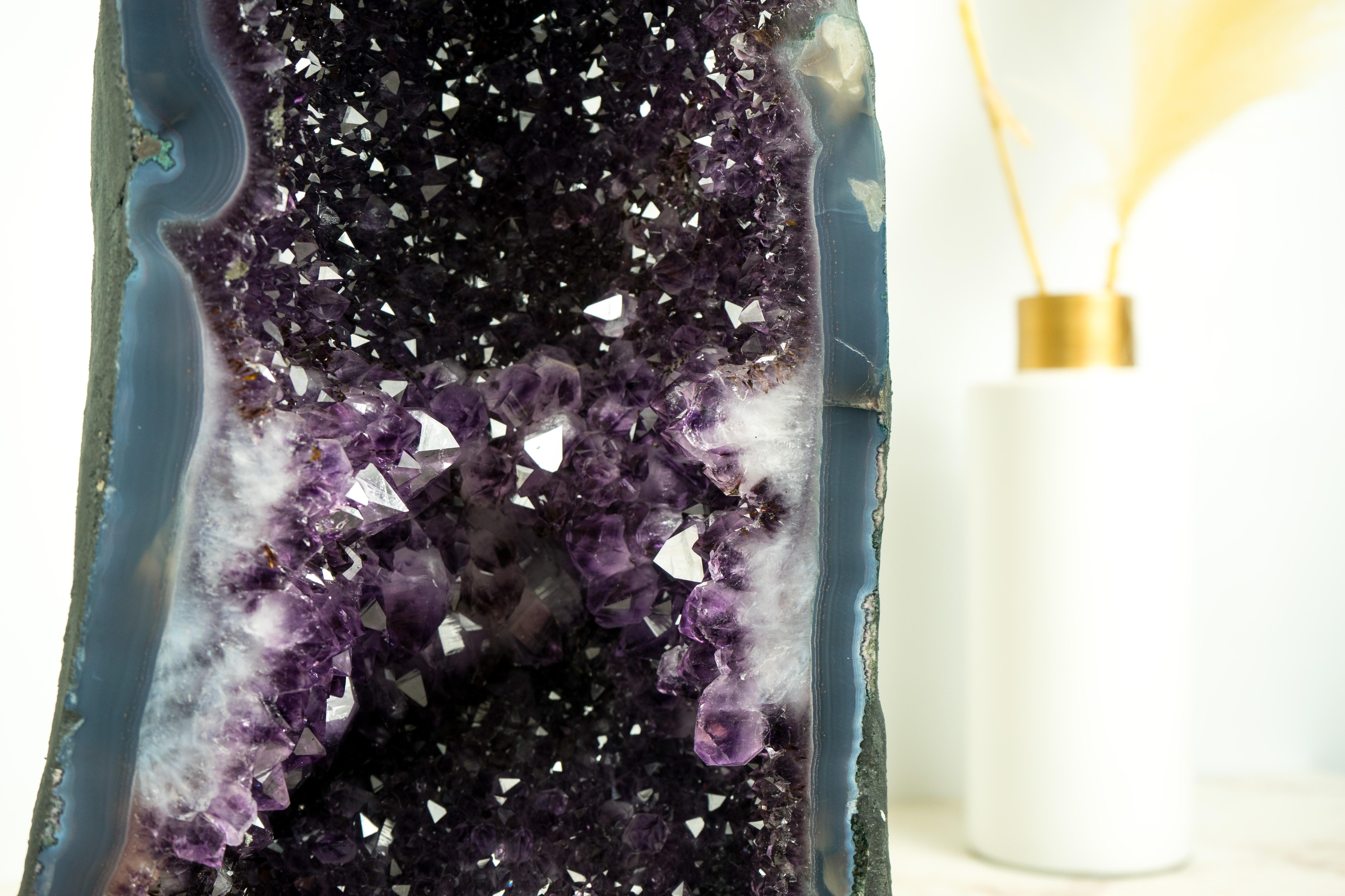 Amethyst Geode Cathedral with AAA, Rich Violet-Purple Amethyst on Agate Matrix For Sale 3