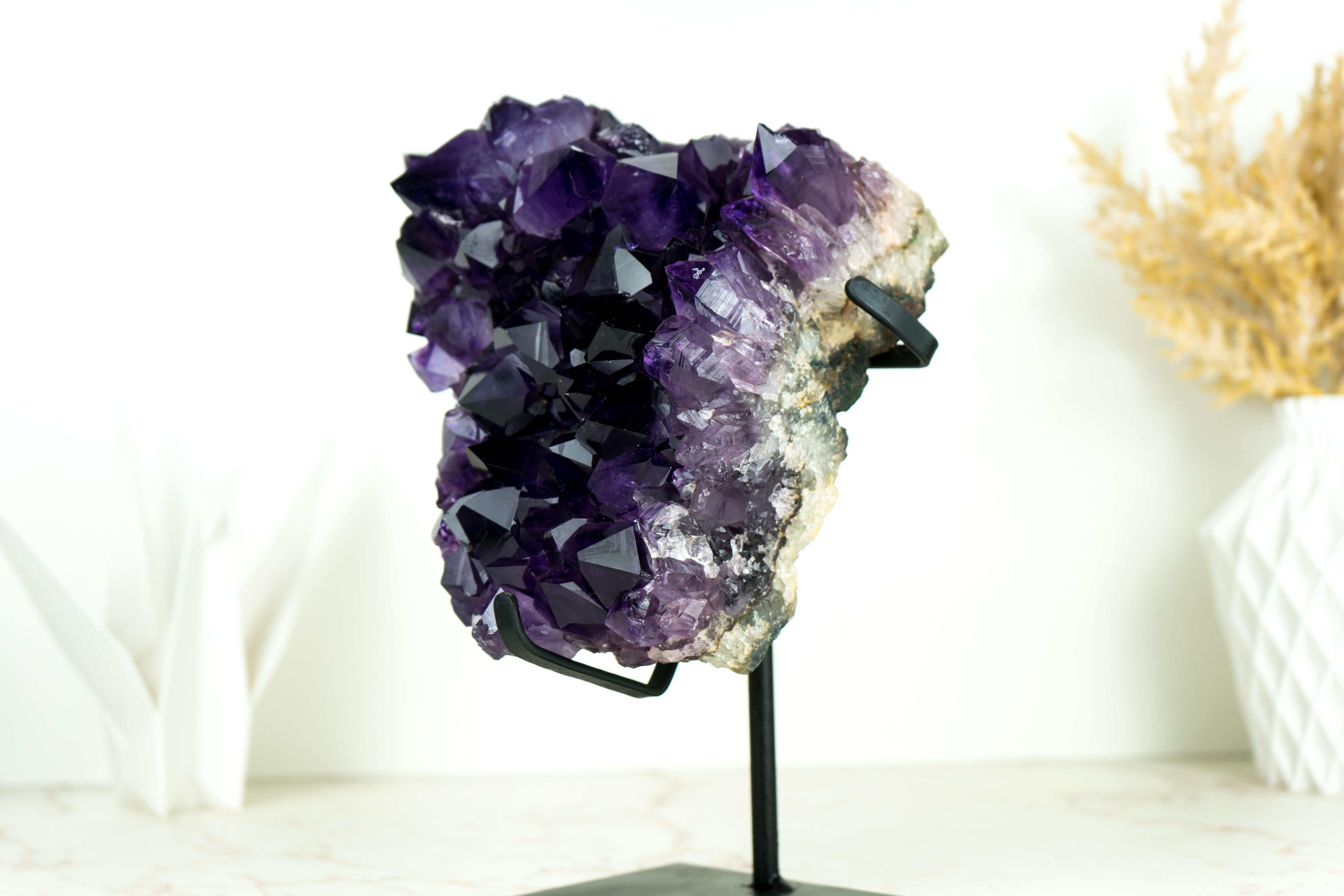Amethyst Geode Cluster with AAA-Quality Dark, Saturated Purple Amethyst Druzy  For Sale 7
