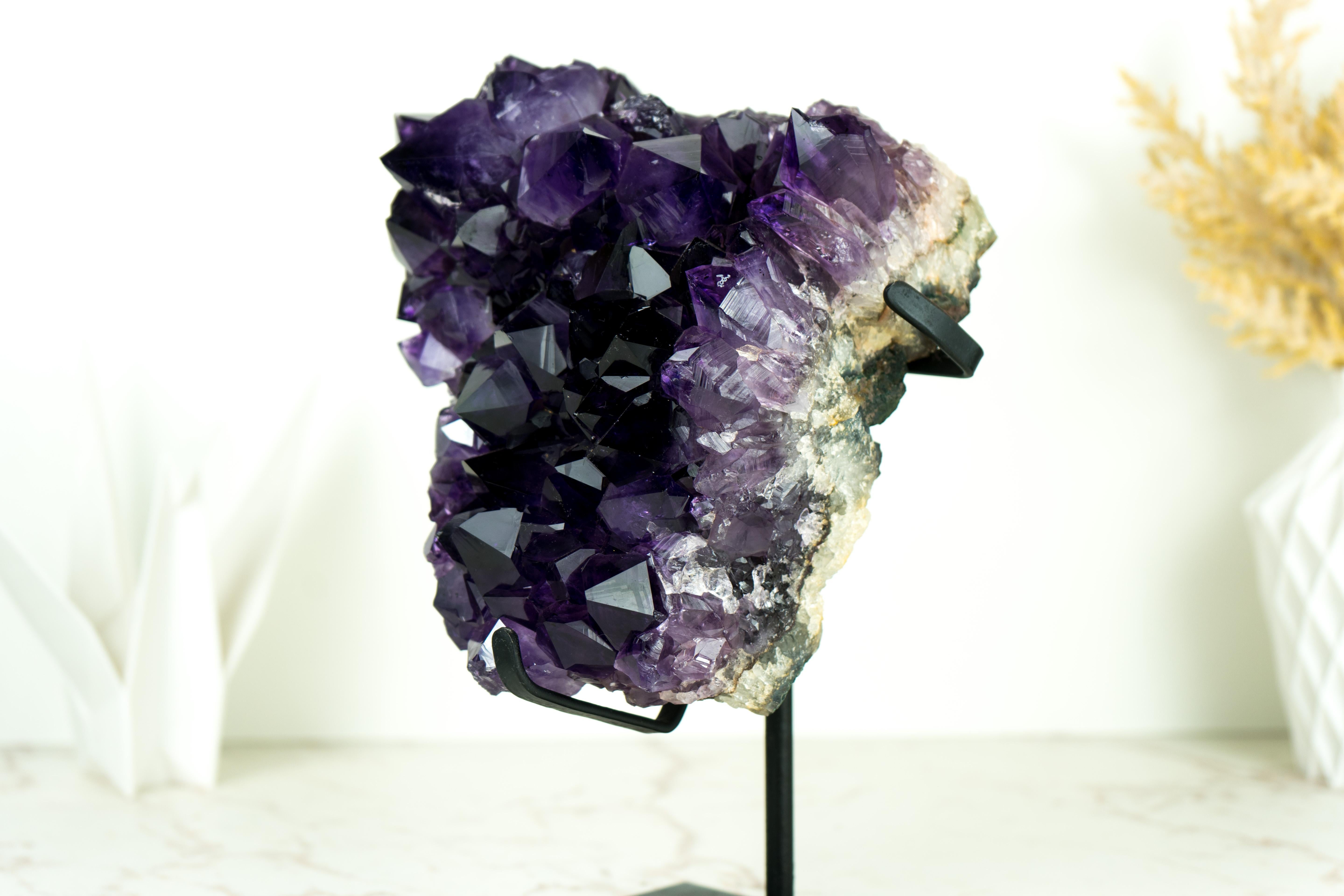 Amethyst Geode Cluster with AAA-Quality Dark, Saturated Purple Amethyst Druzy  For Sale 8
