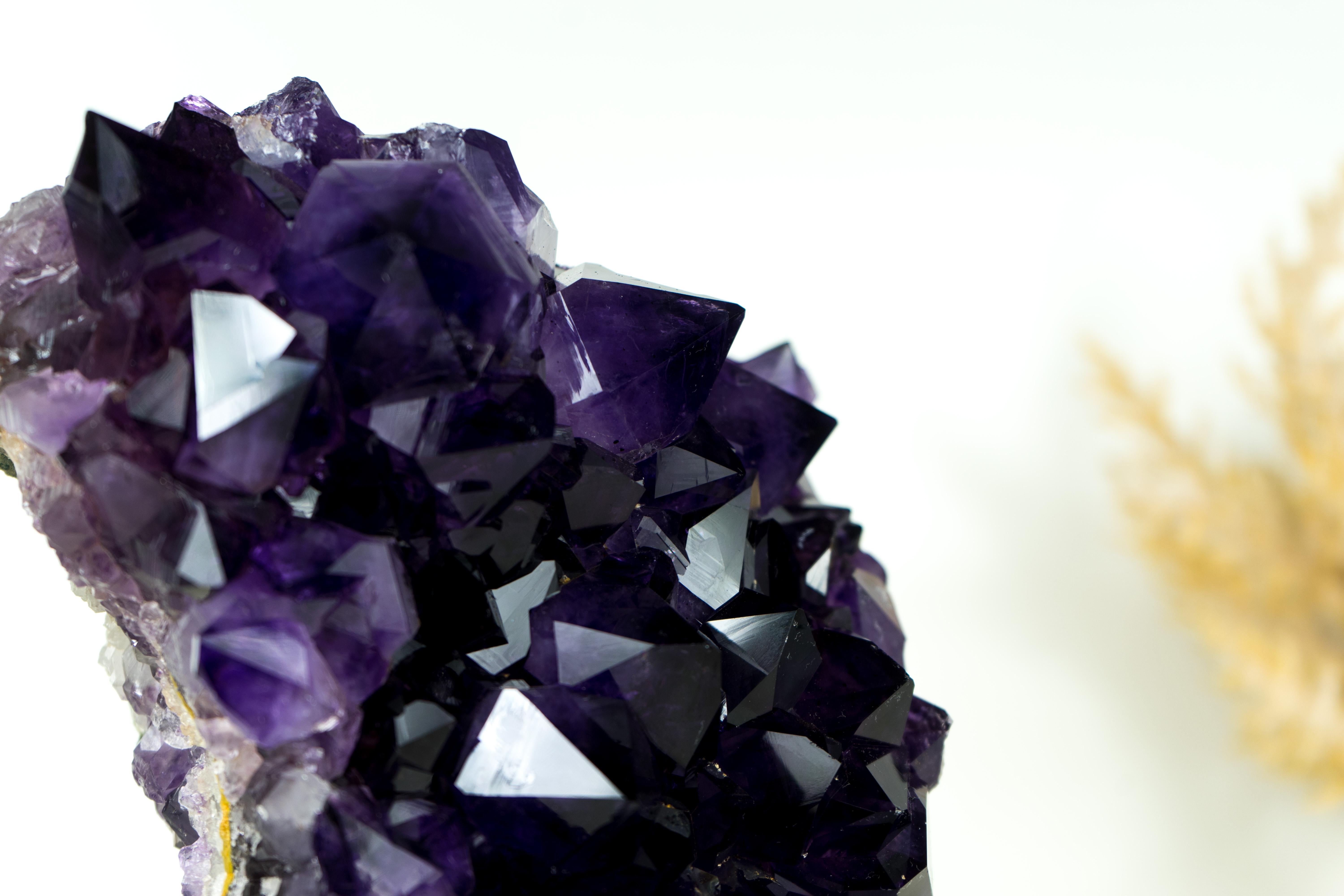 Brazilian Amethyst Geode Cluster with AAA-Quality Dark, Saturated Purple Amethyst Druzy  For Sale