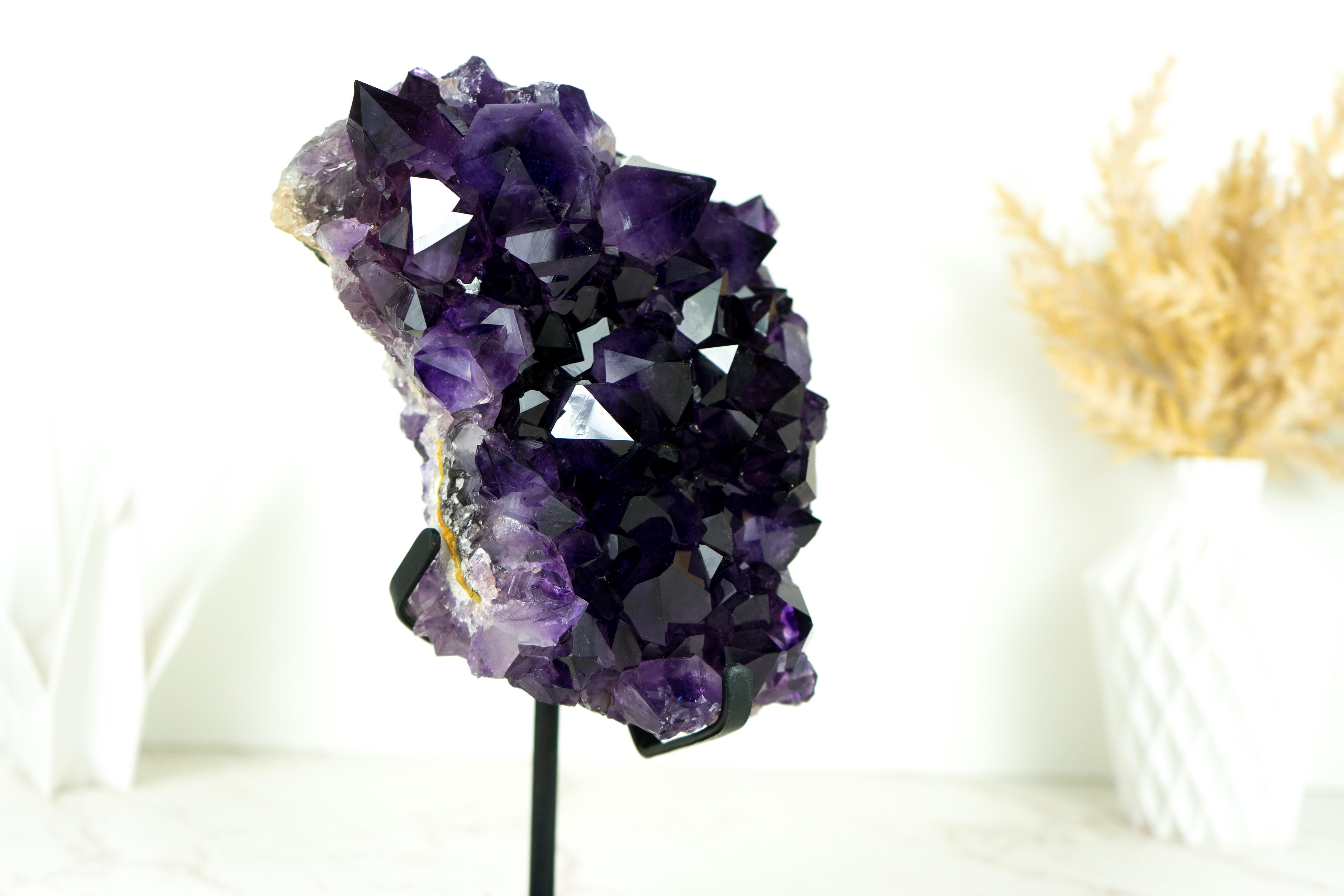 Contemporary Amethyst Geode Cluster with AAA-Quality Dark, Saturated Purple Amethyst Druzy  For Sale