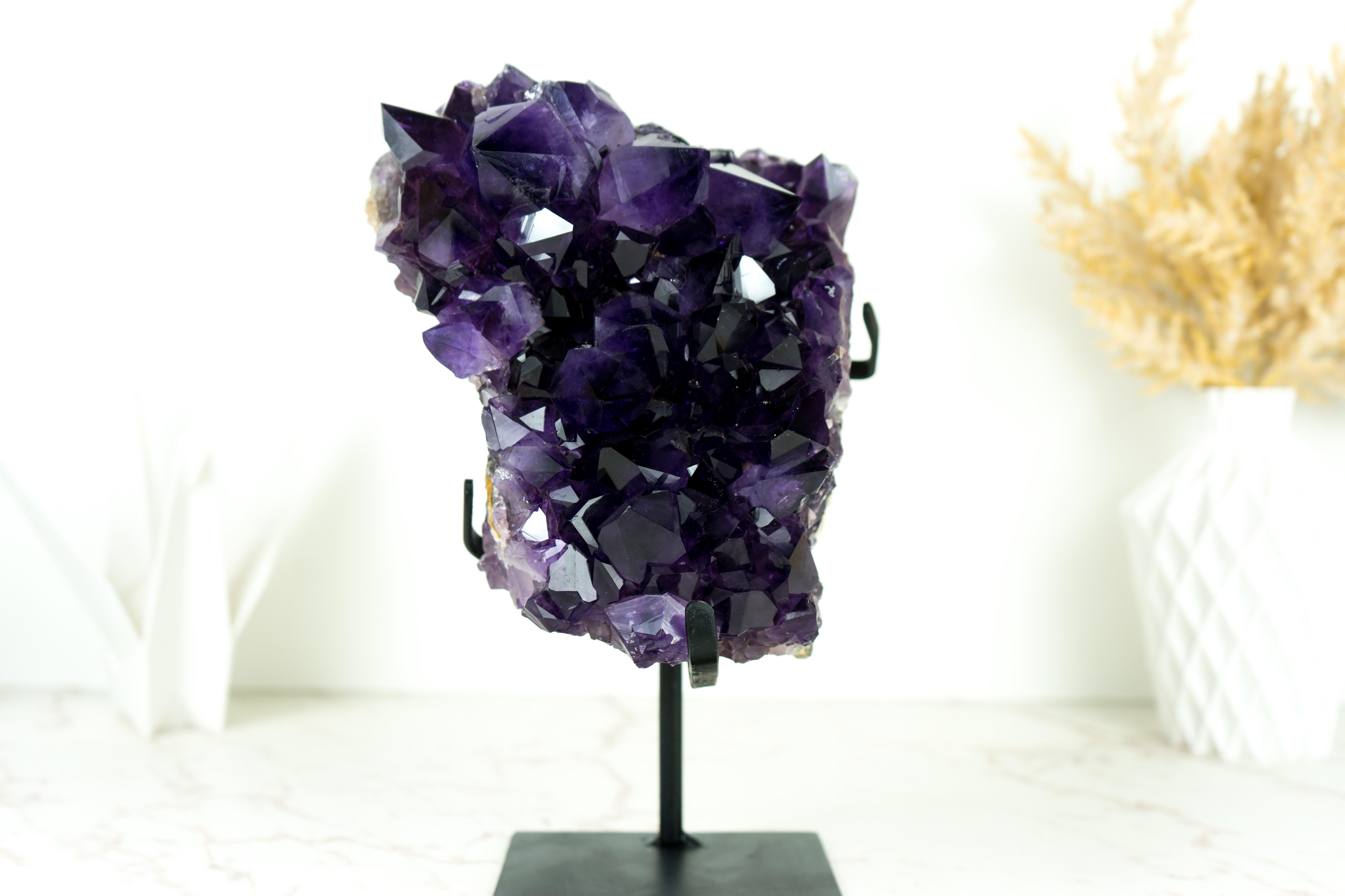 Agate Amethyst Geode Cluster with AAA-Quality Dark, Saturated Purple Amethyst Druzy  For Sale
