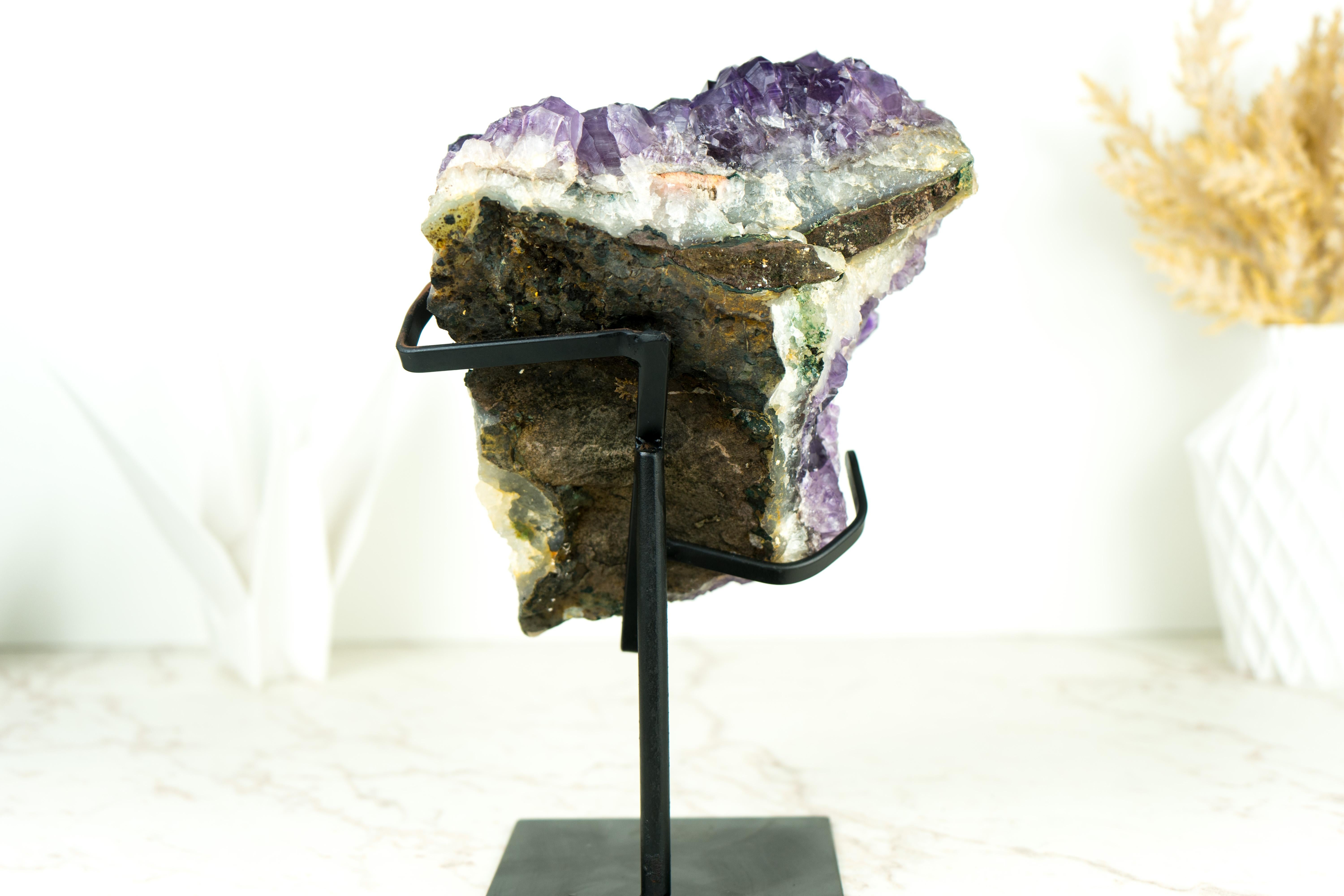 Amethyst Geode Cluster with AAA-Quality Dark, Saturated Purple Amethyst Druzy  For Sale 1