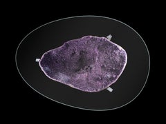 Amethyst Geode Conference Table with with Steel Base and Venetian Crystal Top