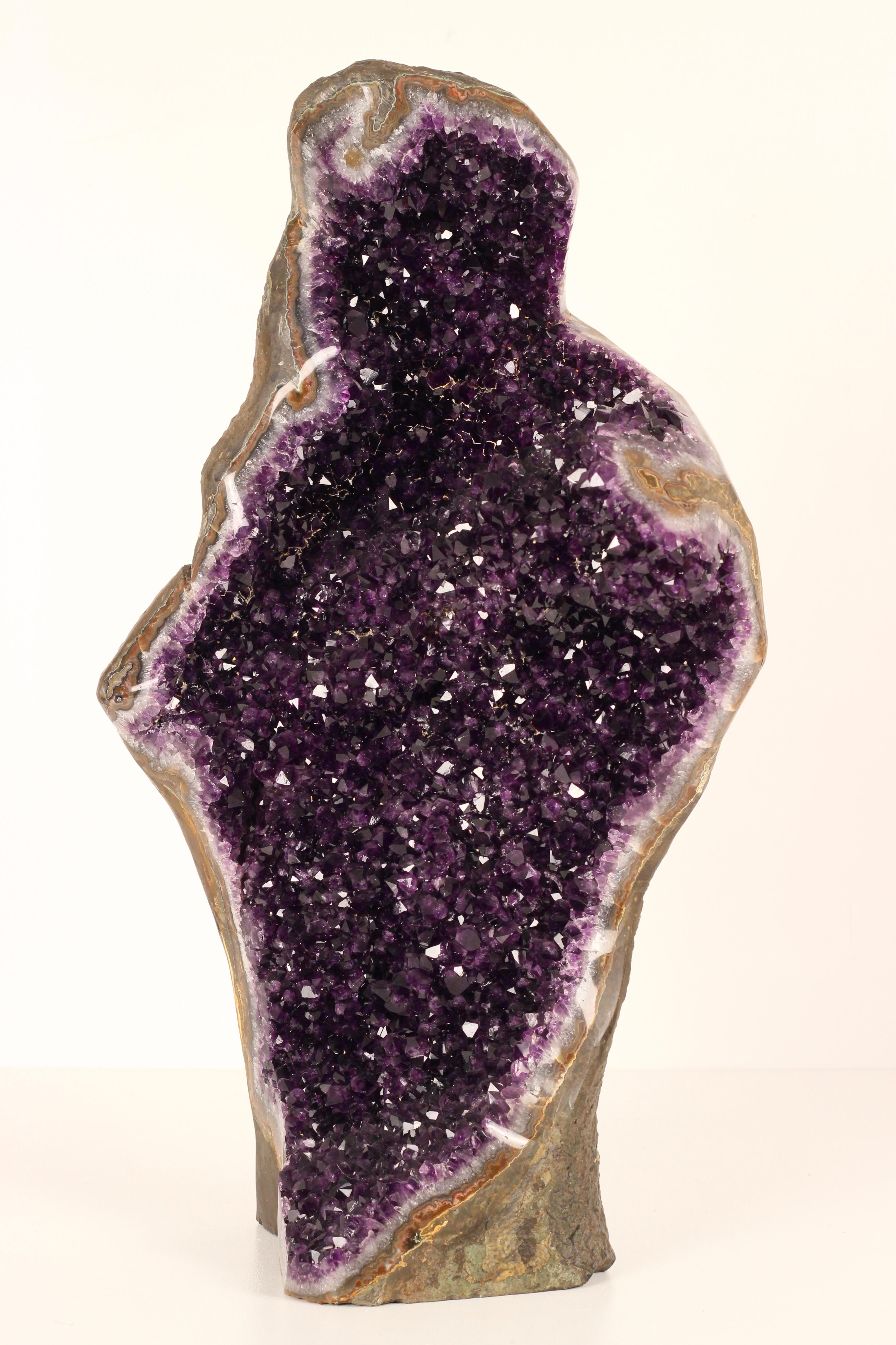 Organic Modern Gem Grade Amethyst Geode Sculpture, Uruguay For Sale