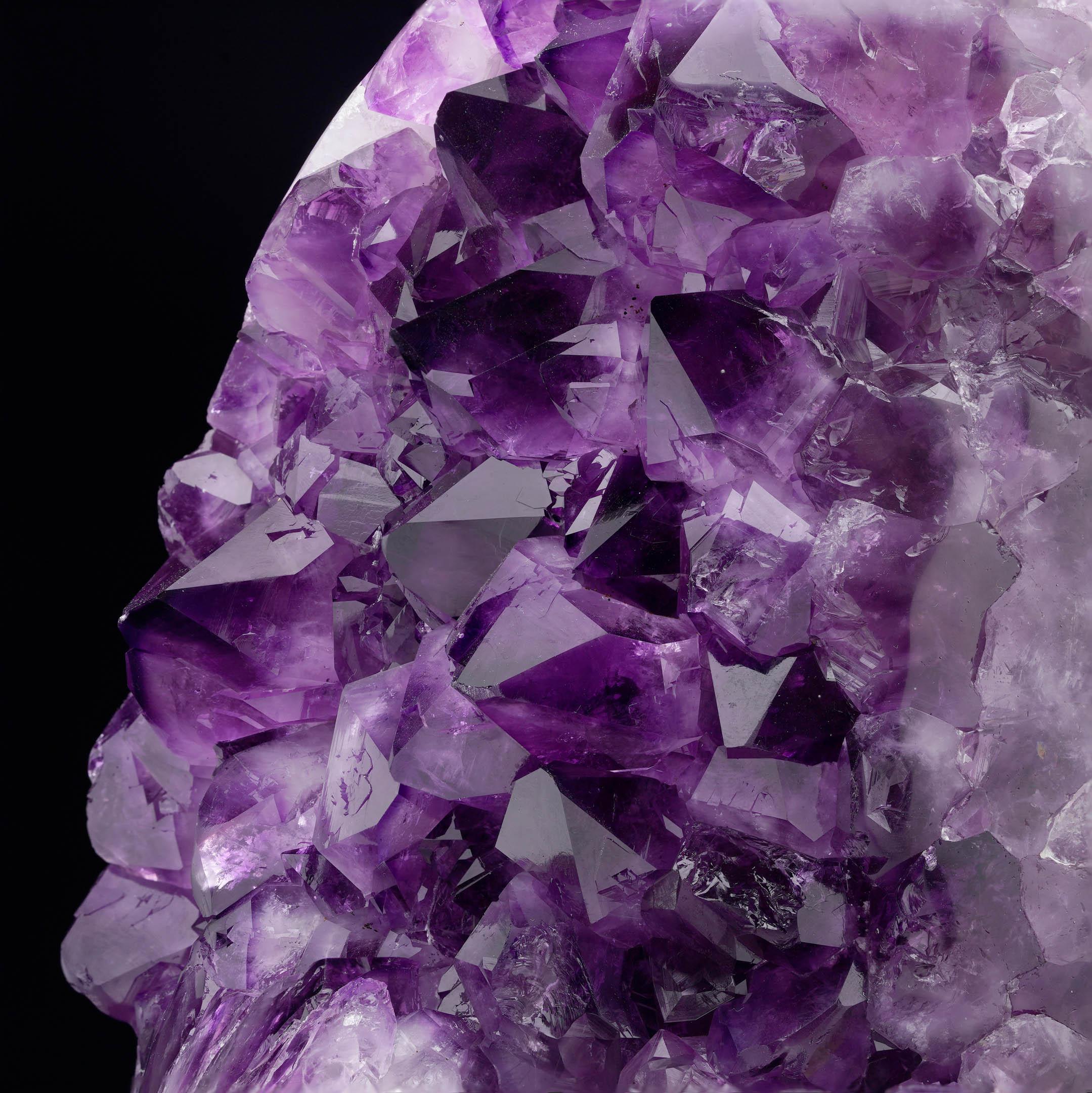 Polished Amethyst Geode on Swiveling Metal Stand For Sale