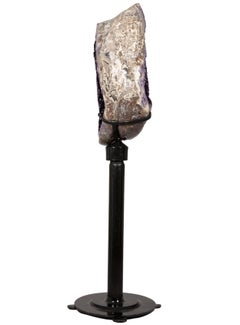 Amethyst Geode Slice with Polished Border Agate White Quartz Celadonite Calcites