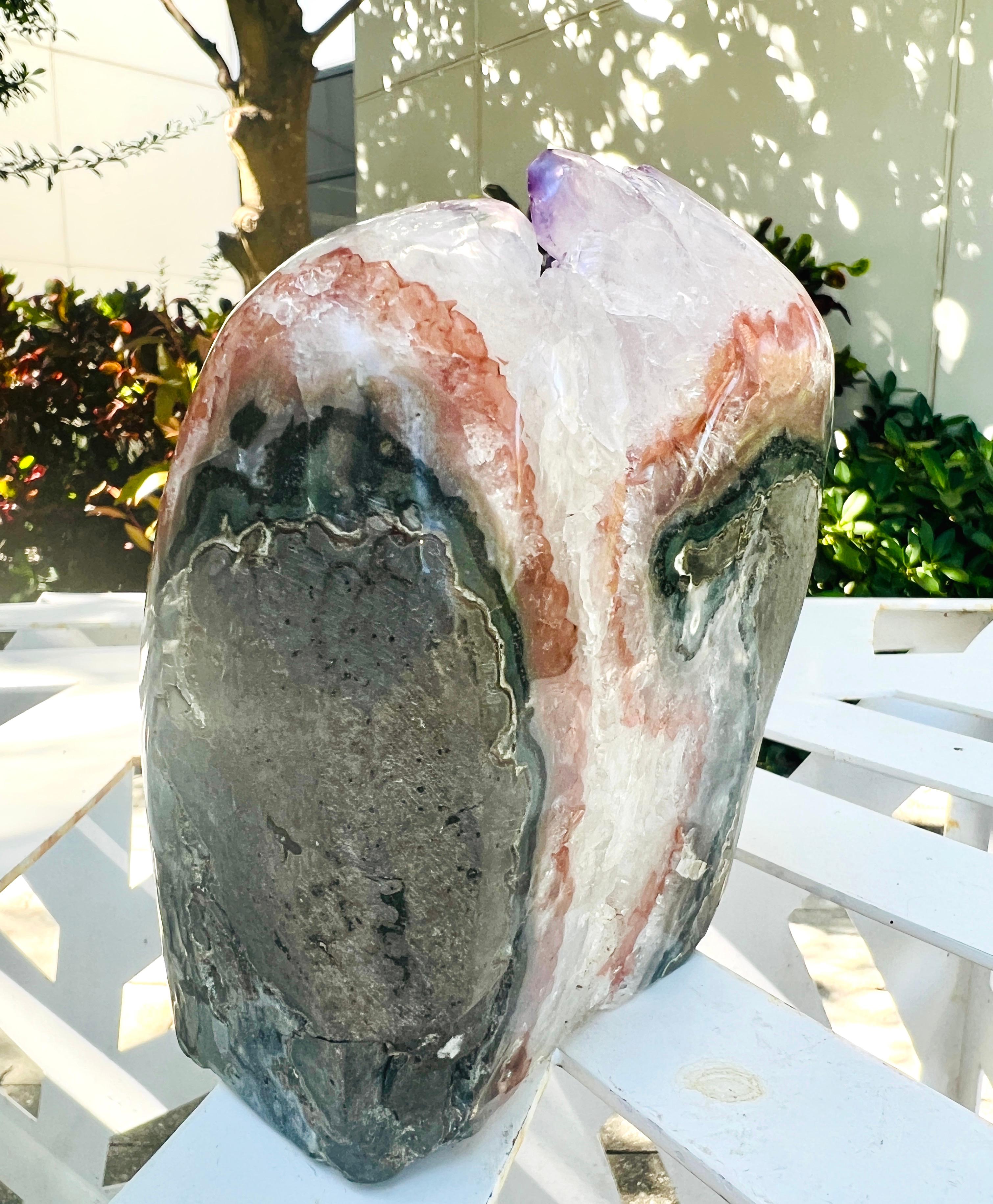 18th Century and Earlier Amethyst Geode Surrounded by Quartz Crystal and Agate