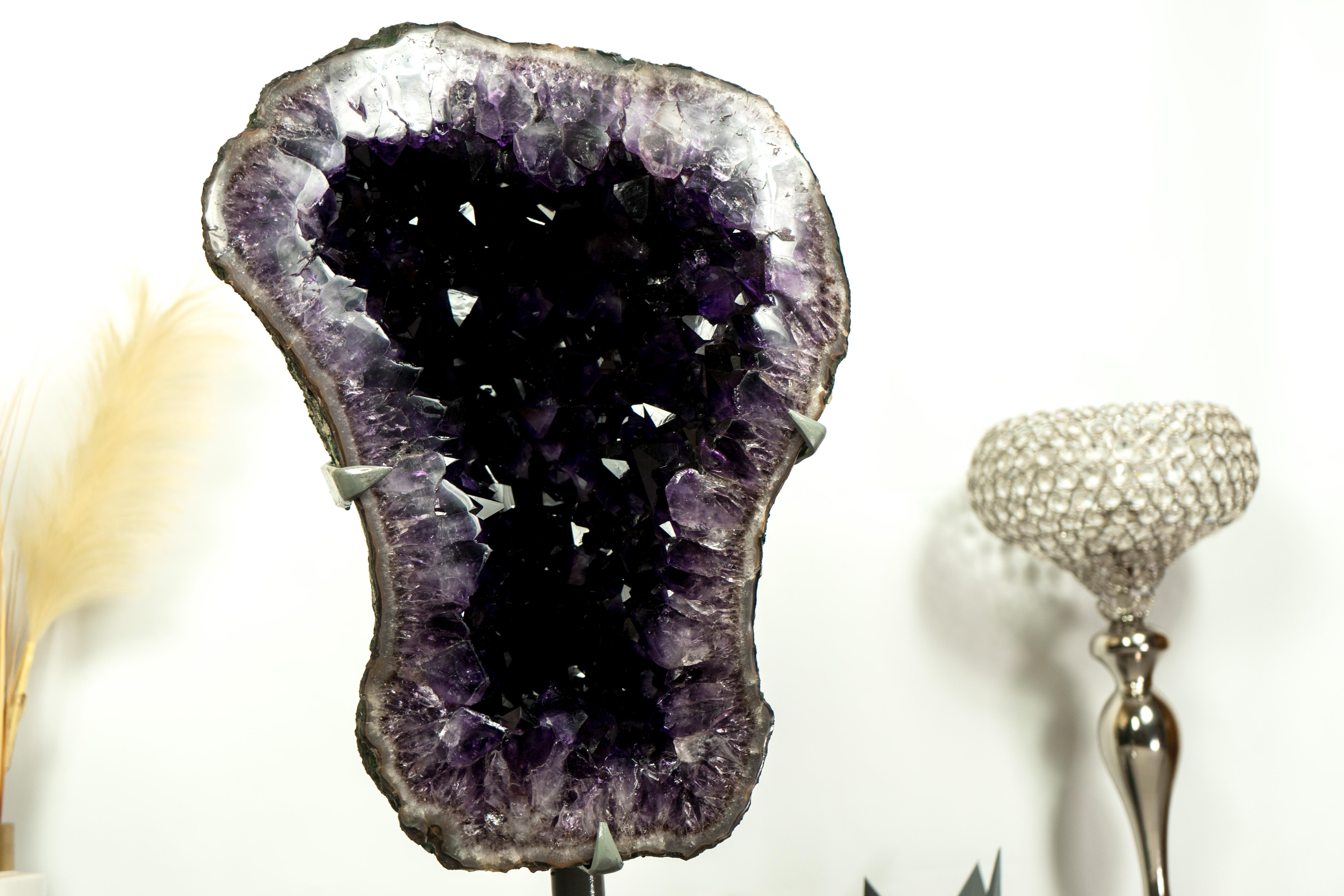 Amethyst Geode with AAA X-Large Dark Purple Amethyst Druzy, a Decor Masterpiece For Sale 8