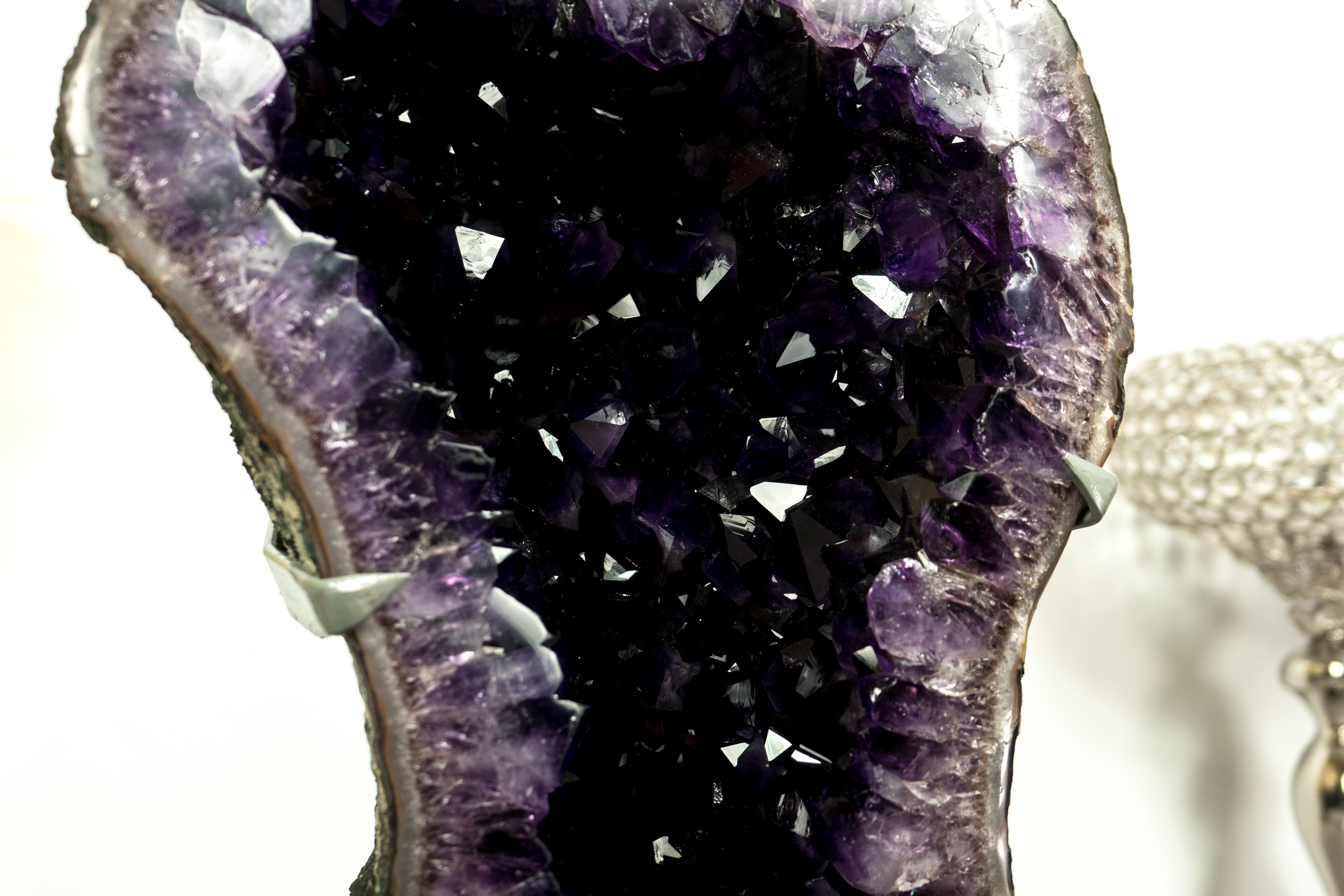 Amethyst Geode with AAA X-Large Dark Purple Amethyst Druzy, a Decor Masterpiece For Sale 9