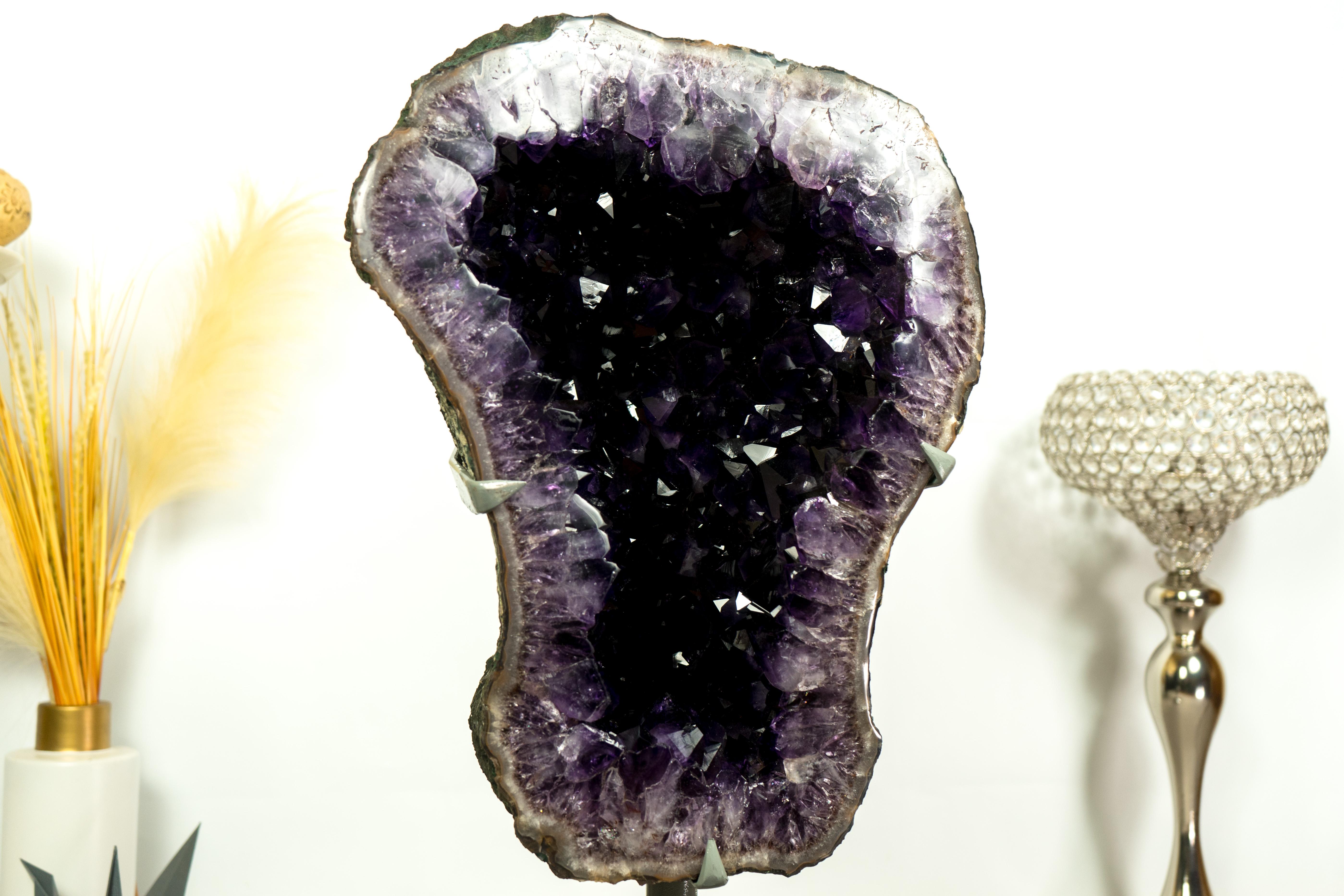 Amethyst Geode with AAA X-Large Dark Purple Amethyst Druzy, a Decor Masterpiece For Sale 10