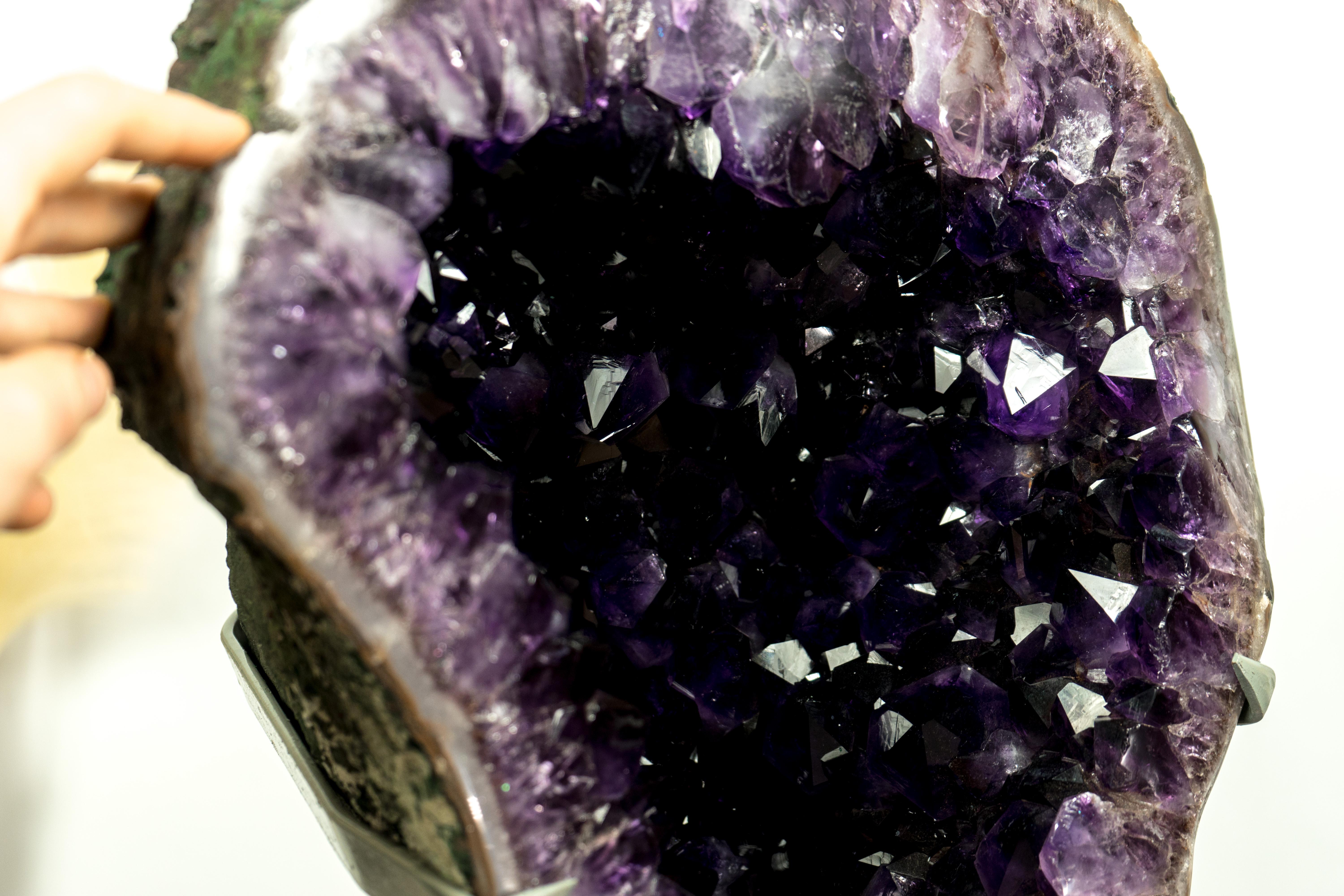 Amethyst Geode with AAA X-Large Dark Purple Amethyst Druzy, a Decor Masterpiece For Sale 2