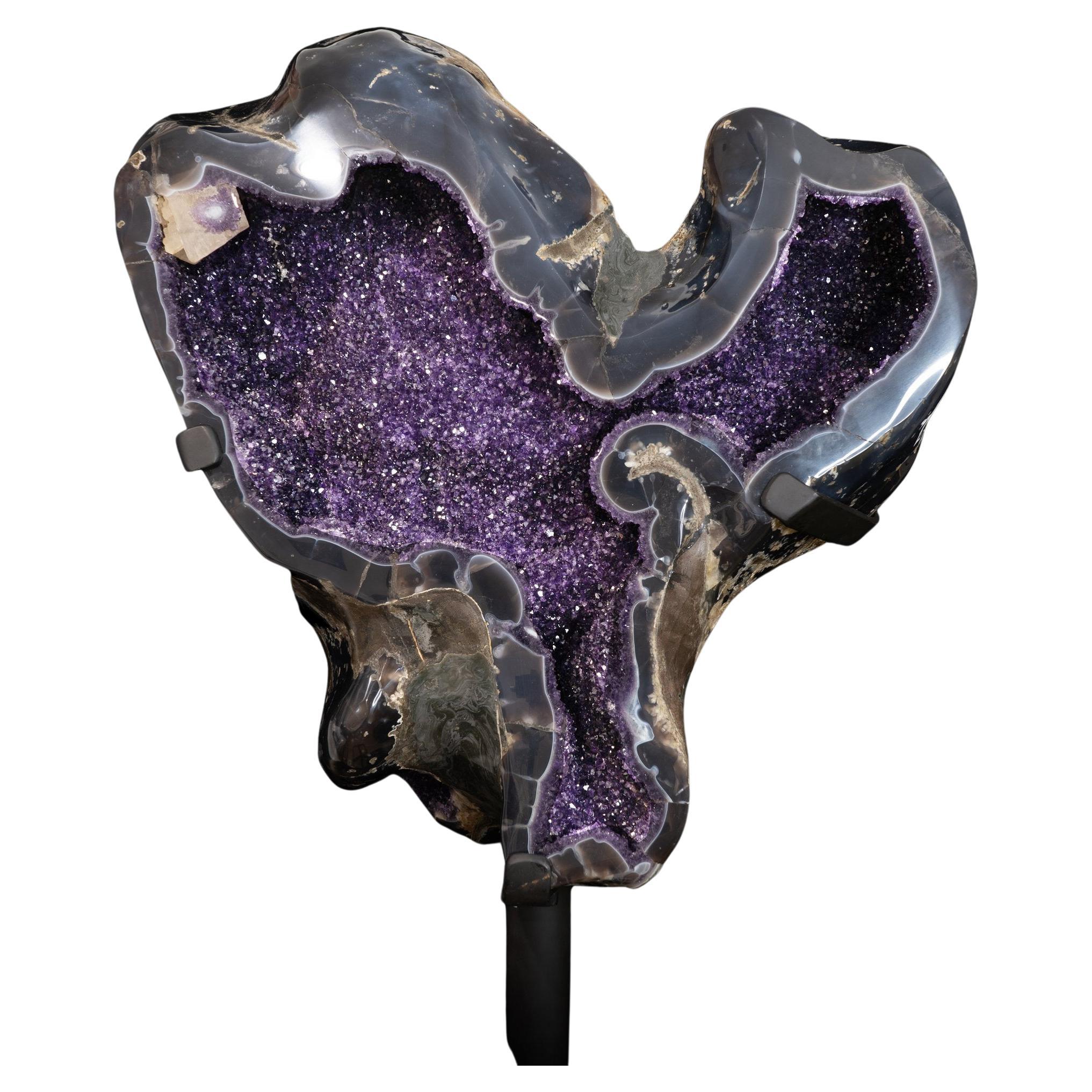 Amethyst Geode with Agate Sides For Sale