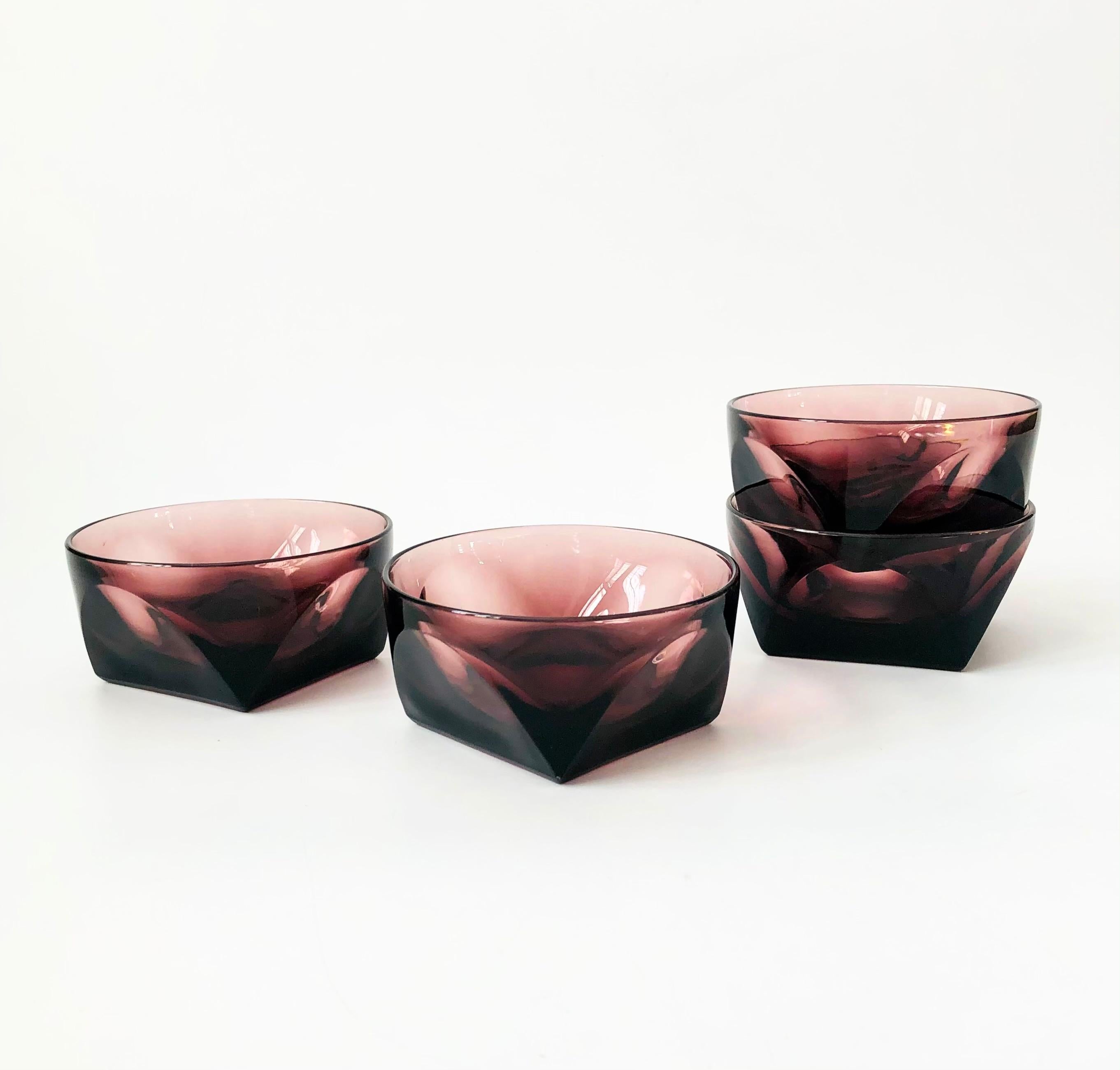 Amethyst Glass Bowls - Set of 4 For Sale 1