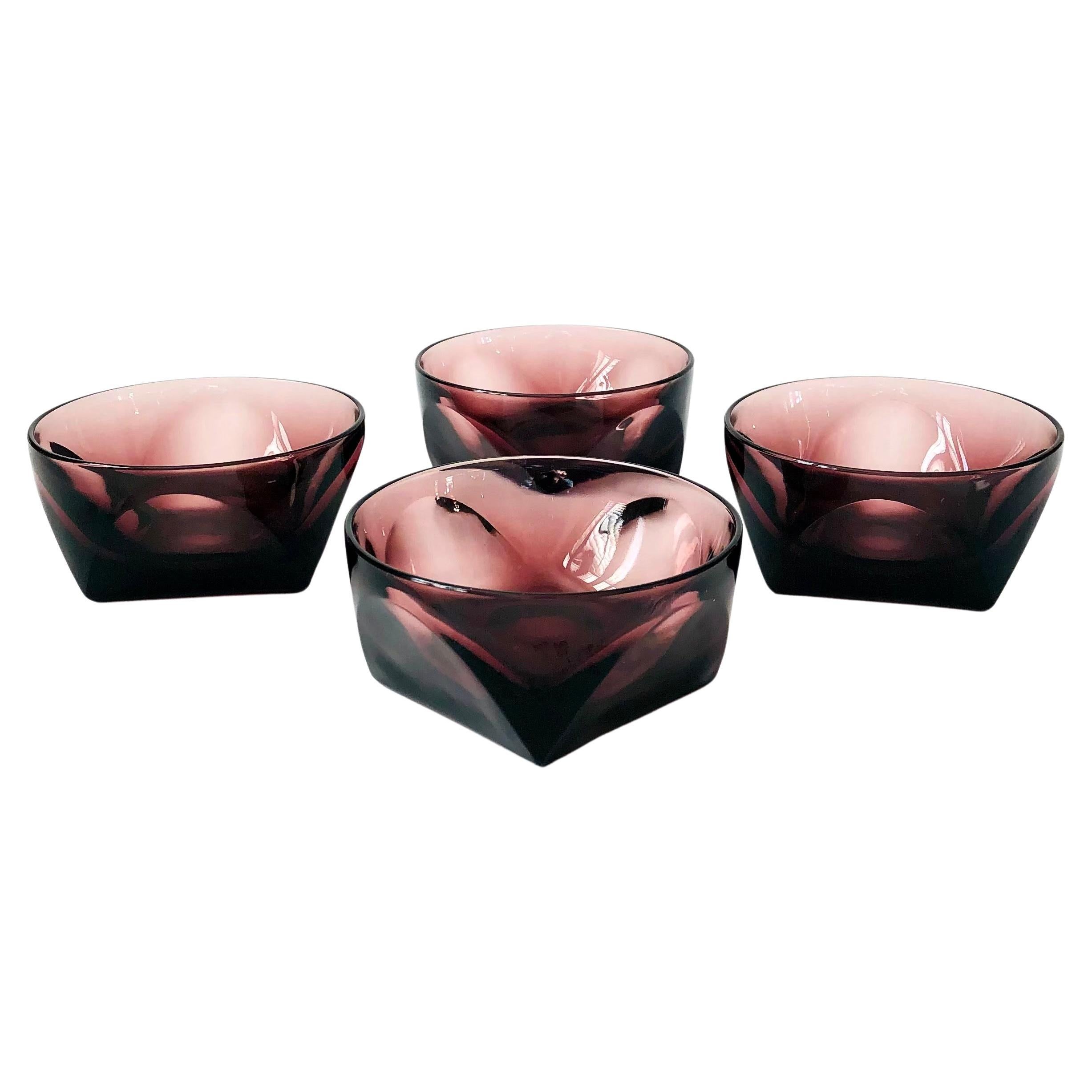 Amethyst Glass Bowls - Set of 4 For Sale