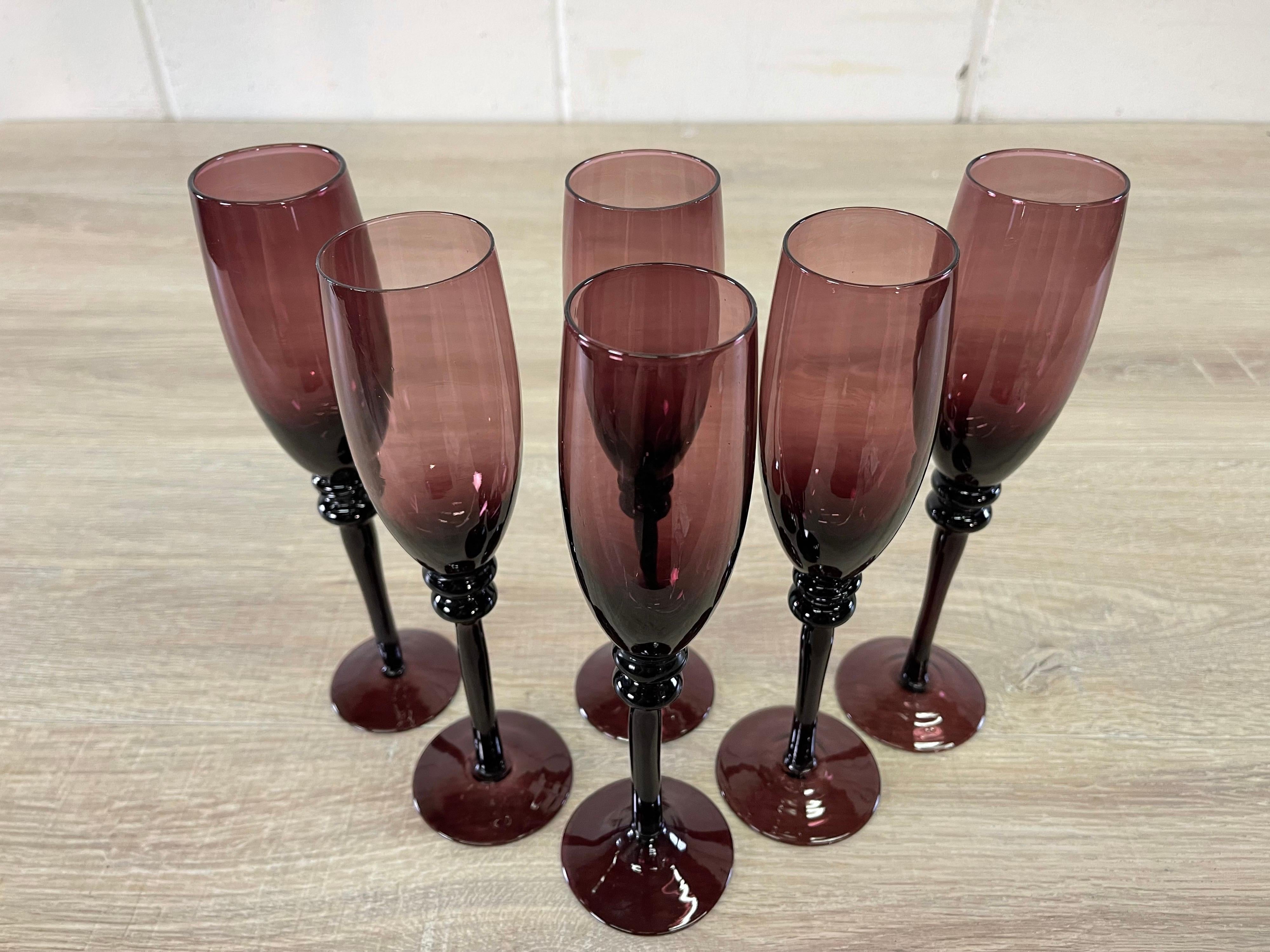 Chesset 6 Champagne Flutes 24% LEAD CRYSTAL 100% HANDMADE 