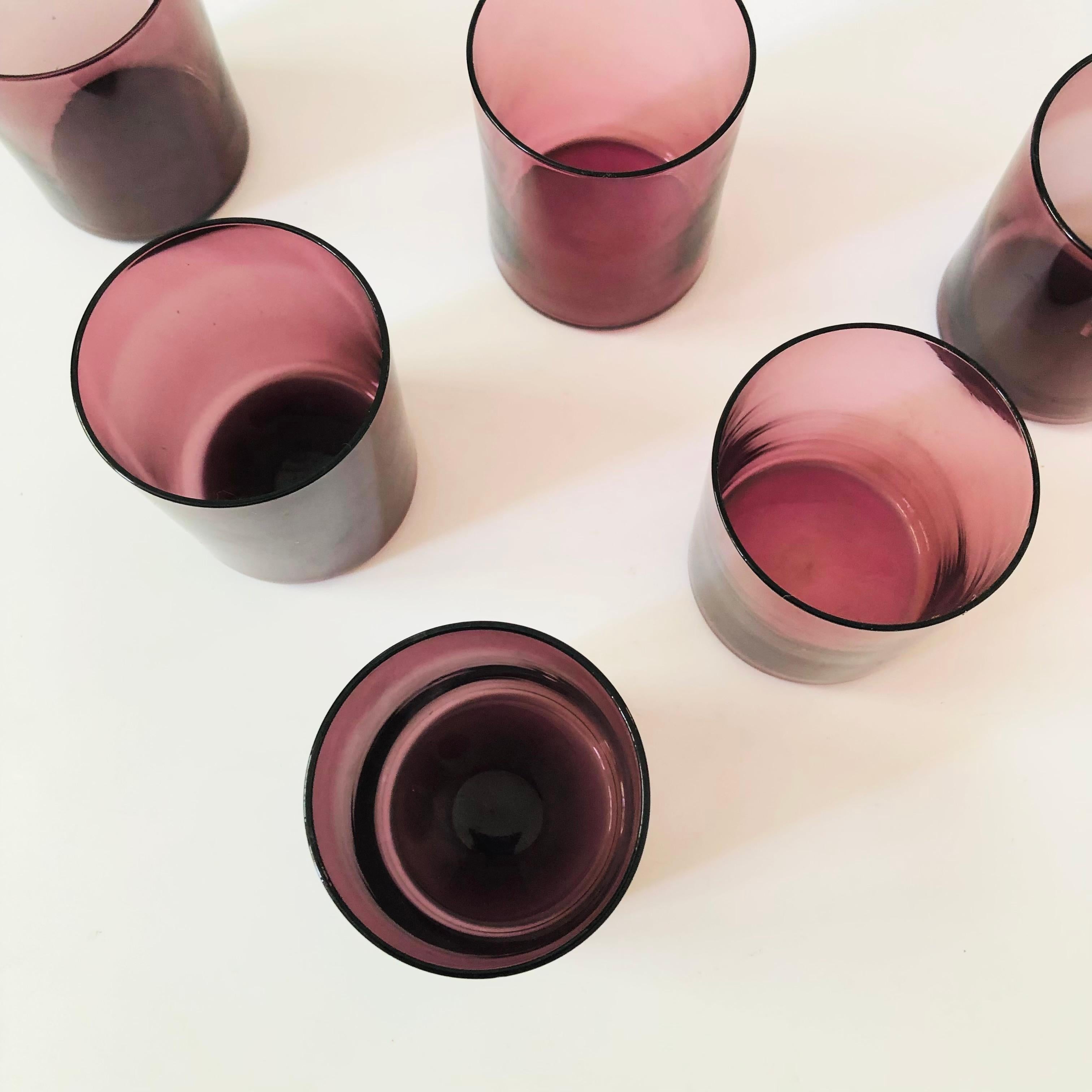 Amethyst Glass Cordials - Set of 6 In Good Condition In Fairfield, CA