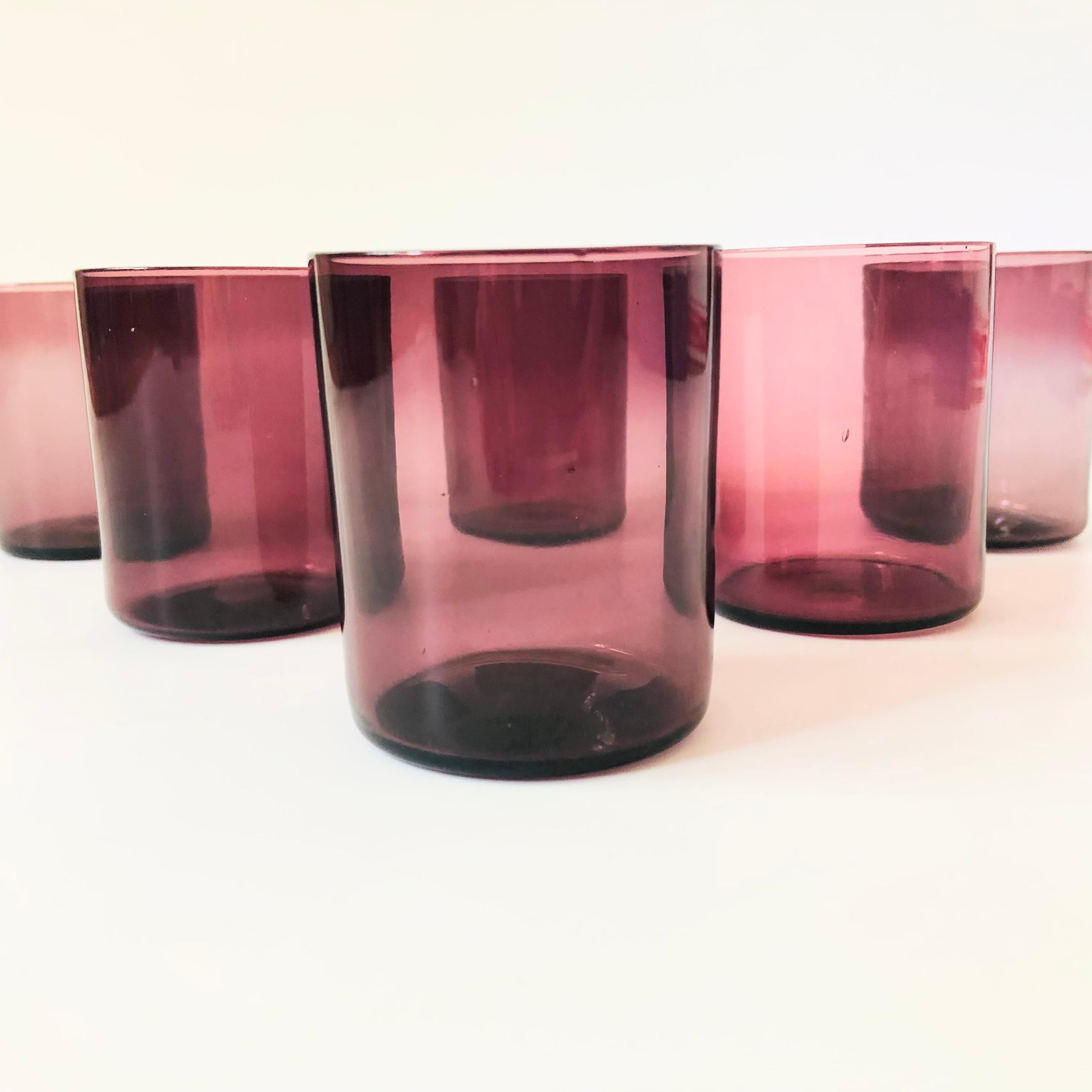 20th Century Amethyst Glass Cordials - Set of 6