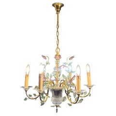 Amethyst Glass Leaves Chandelier in the Style of Maison Baguès, 1950s