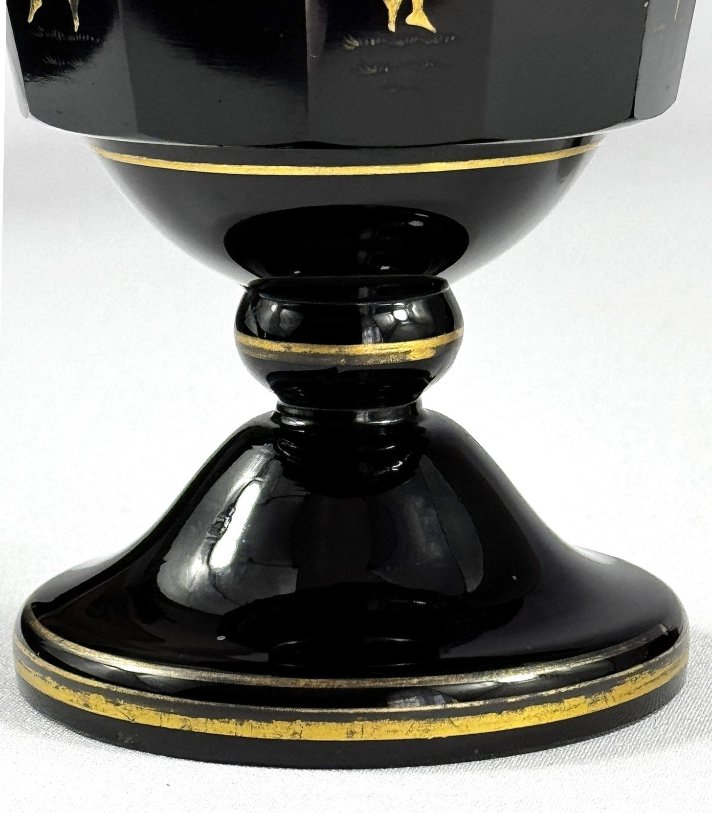 Amethyst Goblet with lid - gold painted and cut (Moser - Bohemian Glass) For Sale 8