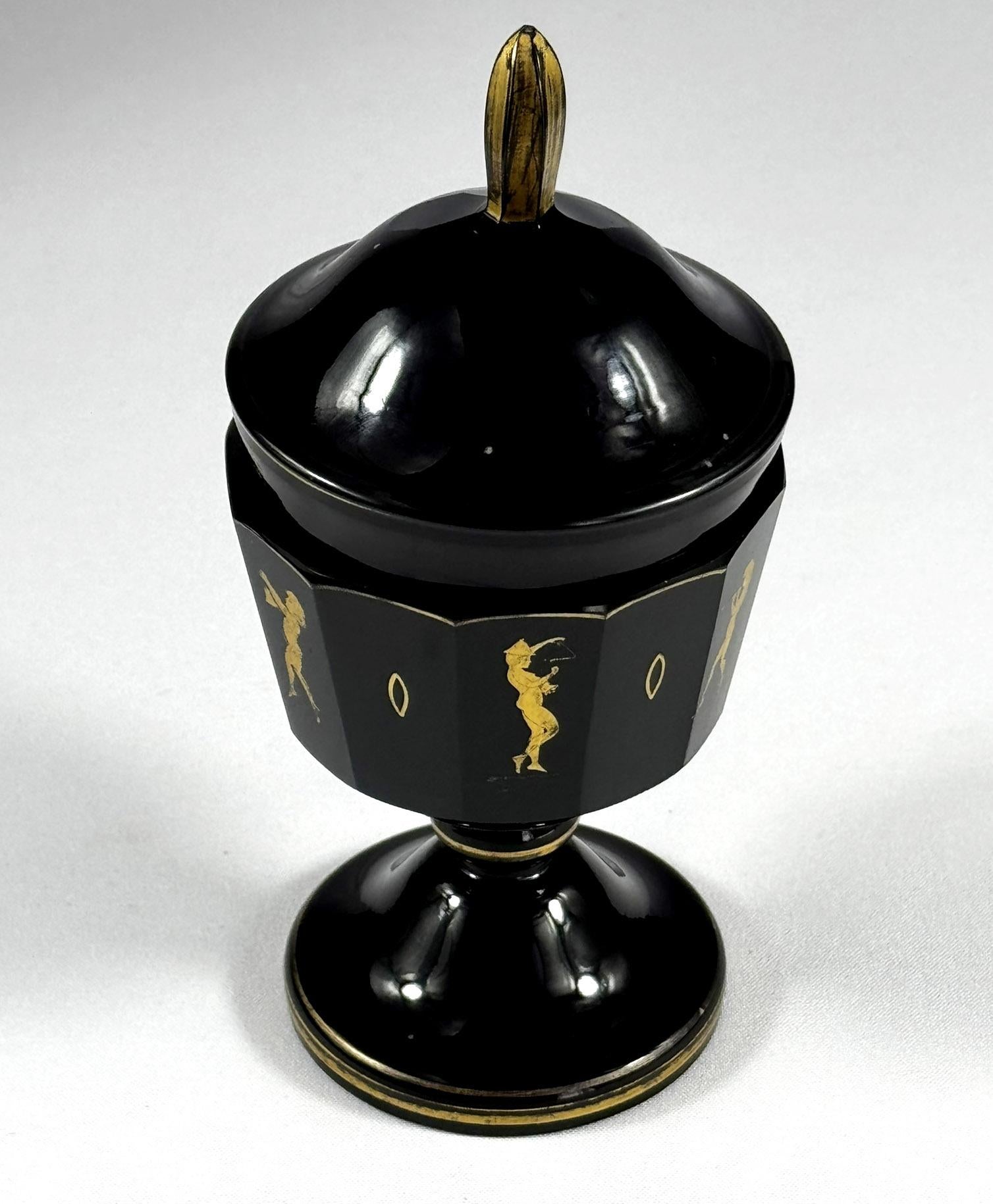 Amethyst Goblet with lid - gold painted and cut (Moser - Bohemian Glass) In Good Condition For Sale In Nový Bor, CZ