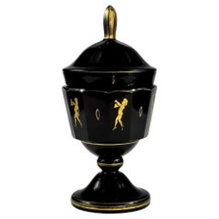 Amethyst Goblet with lid - gold painted and cut (Moser - Bohemian Glass)