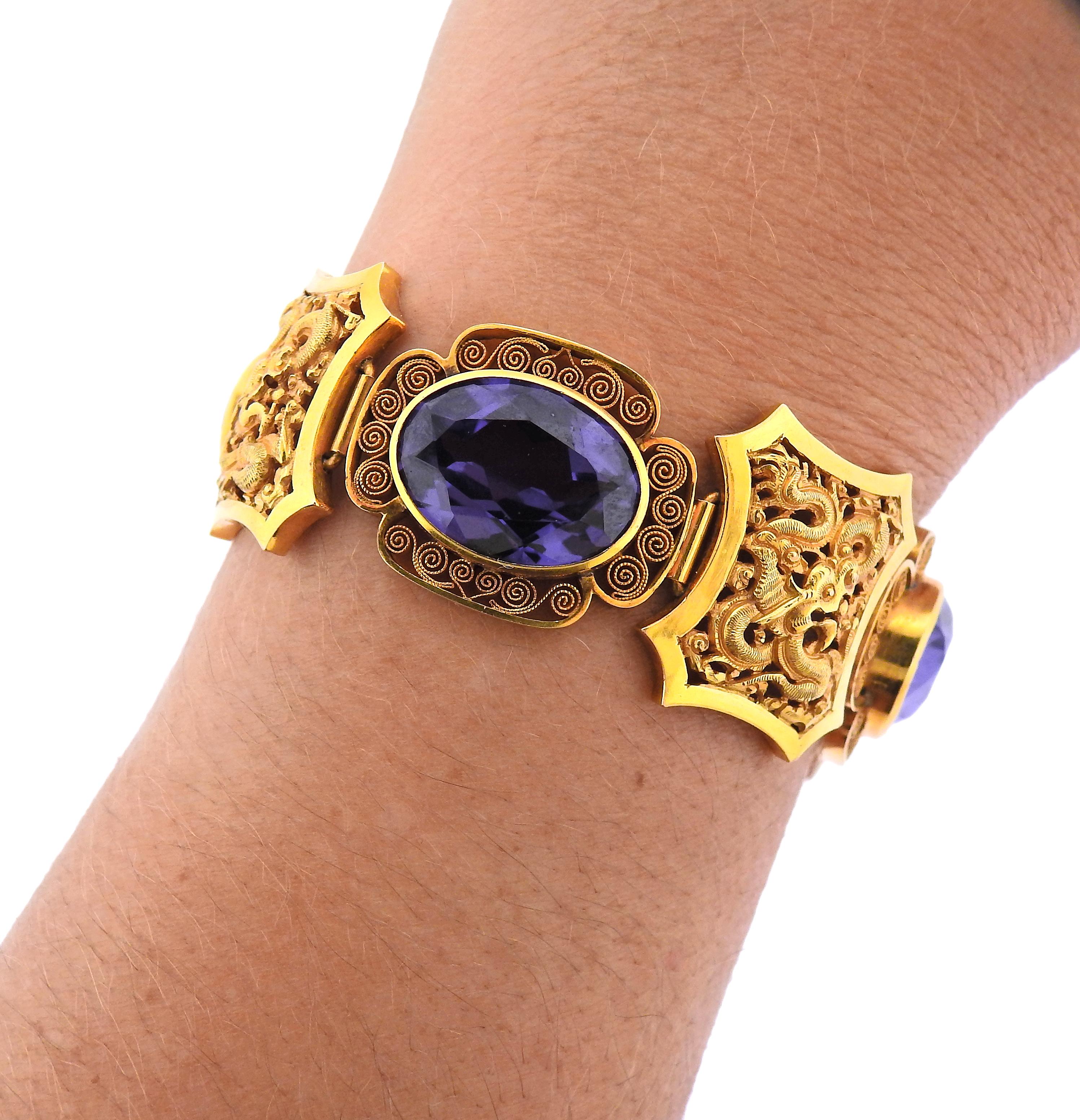De las mujeres Pulsera de oro amatista en venta
