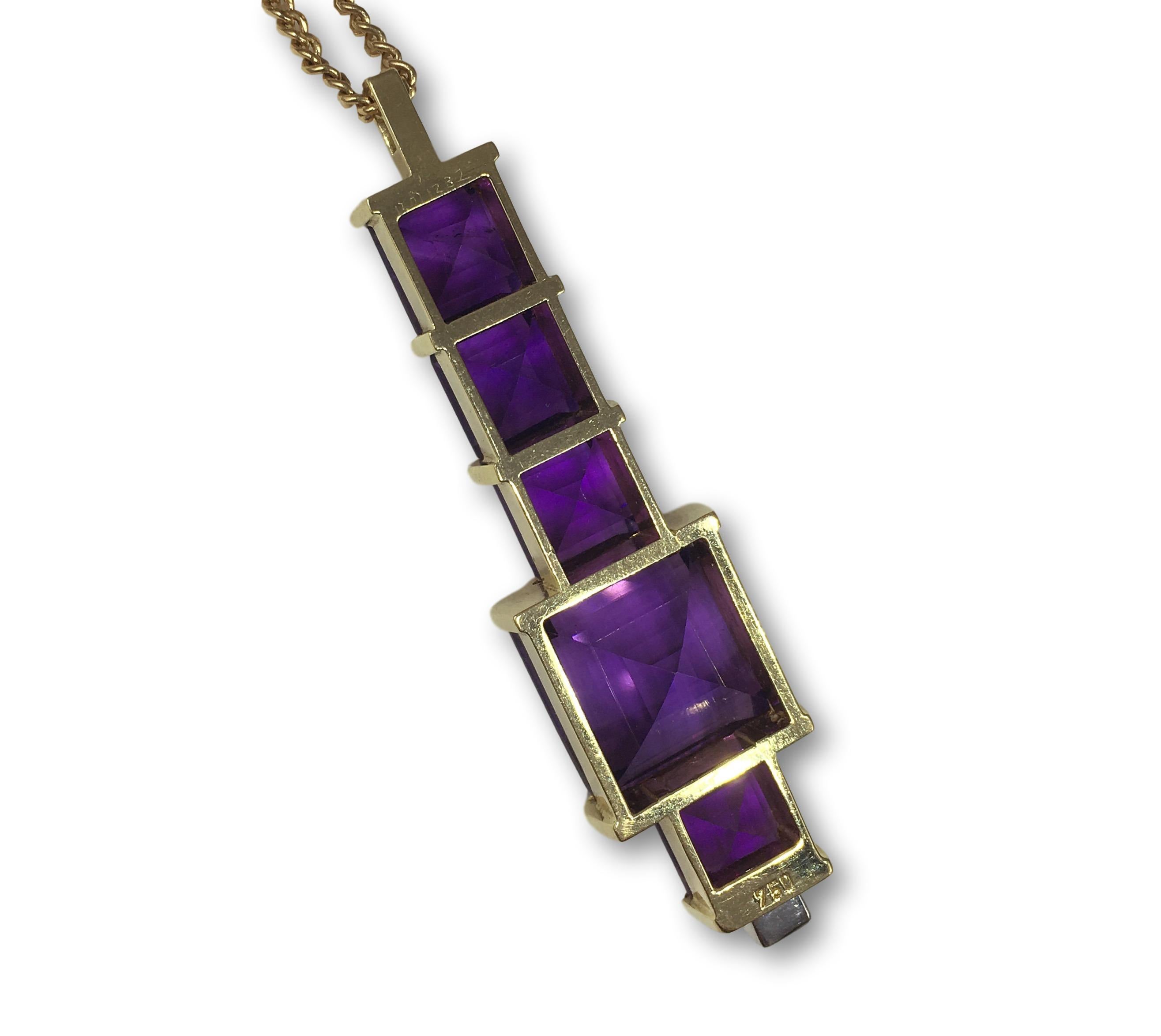 Amethyst Gold Diamond Pendant In Good Condition For Sale In London, GB