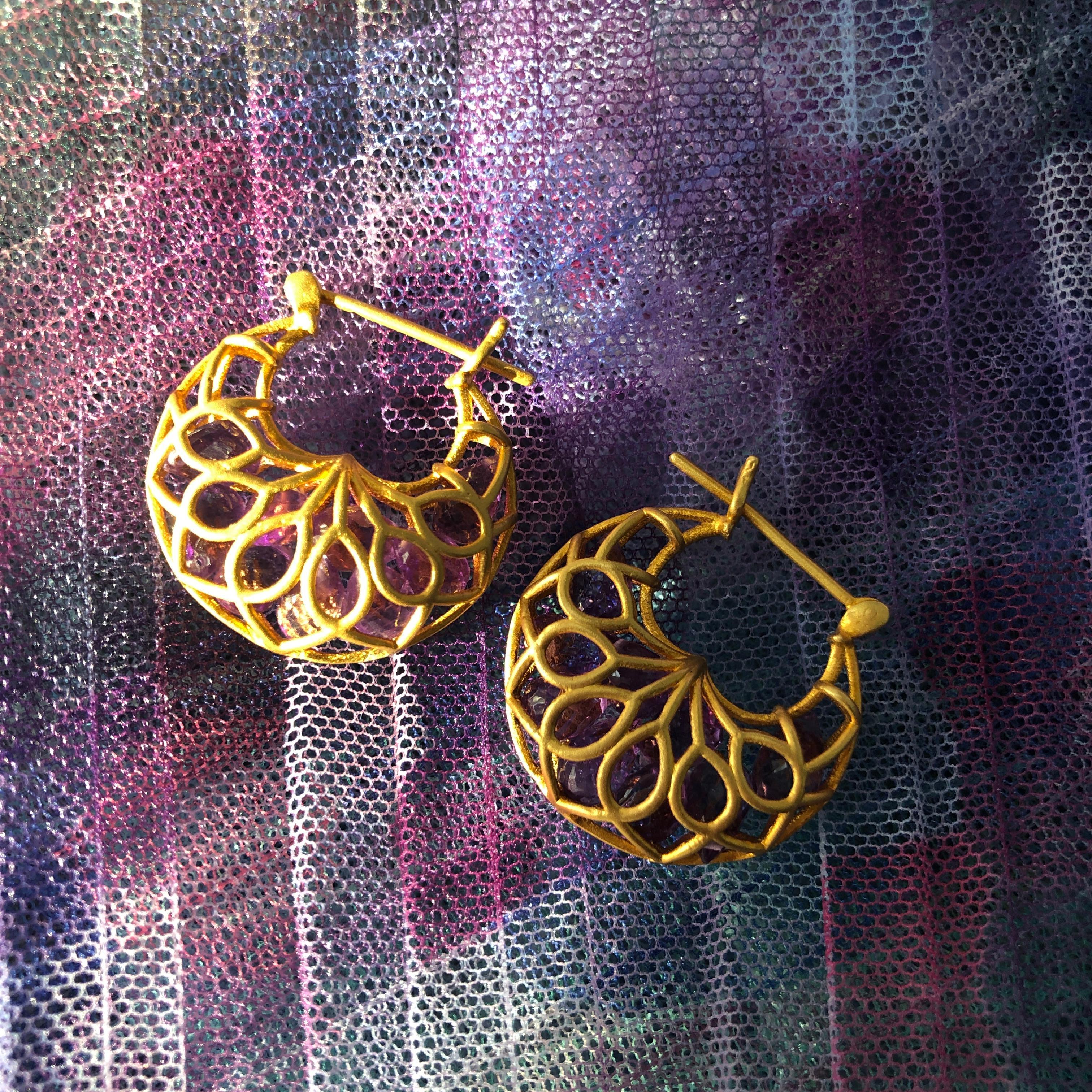 Amethyst Gold Hoops by Lauren Harper For Sale 2