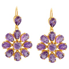 Amethyst Gold Plate Dangle Earrings