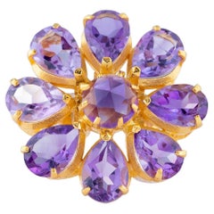 Anello con placca d'oro all'ametista