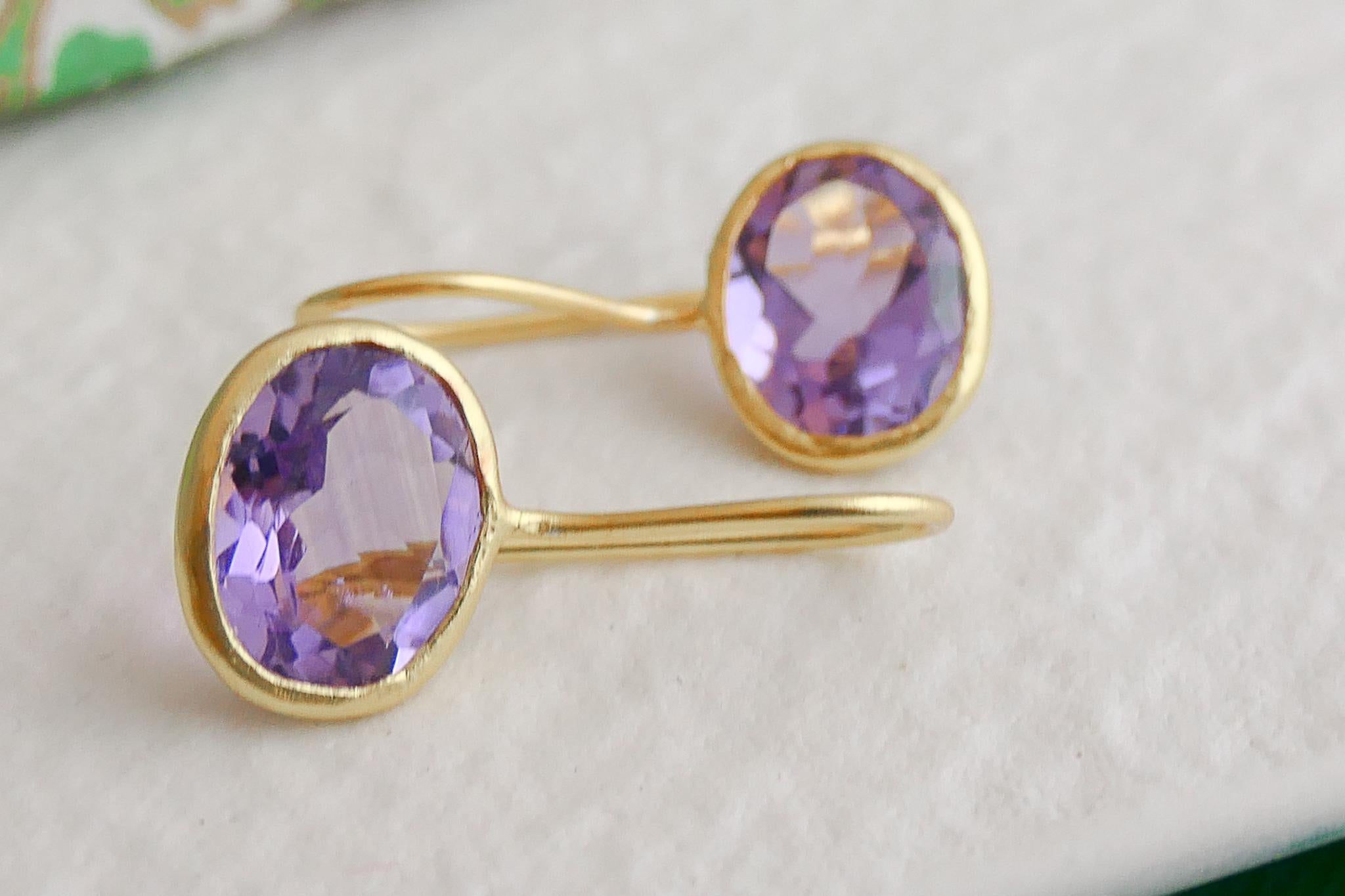 Amethyst Gold Plated Sterling Silver Drop Earrings For Sale 1