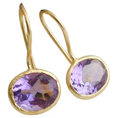 Amethyst Gold Plated Sterling Silver Drop Earrings
