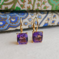 Amethyst Gold Plated Sterling Silver Leverback Earrings