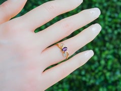 Amethyst Gold Ring, Genuine Amethyst 14k Gold Ring