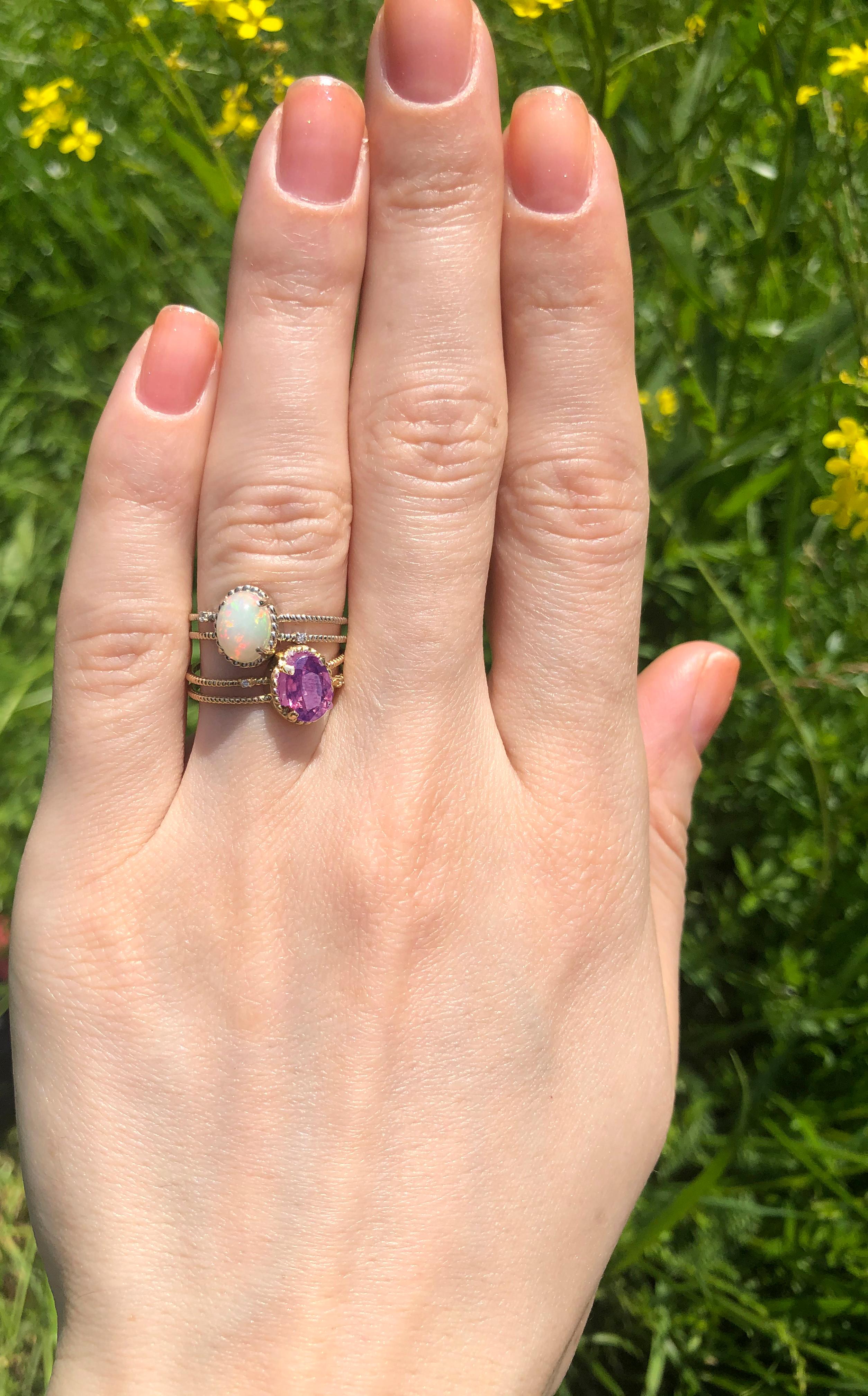 For Sale:  Amethyst Gold Ring, Oval Amethyst Ring, 14k Gold Ring with Amethyst 7